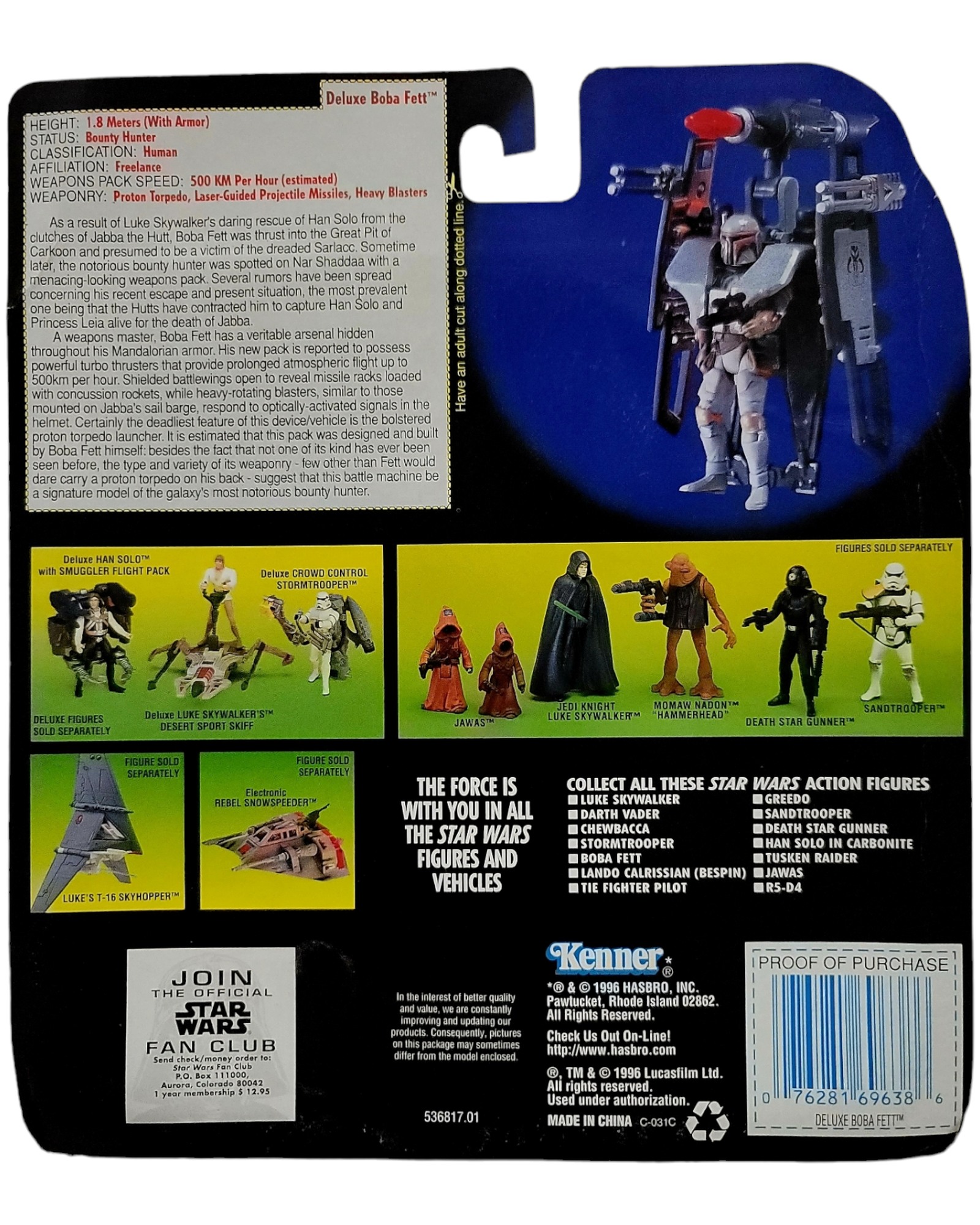 Star Wars POTF2 Deluxe Boba Fett with Wing-blast Rocketpack, Kenner '96