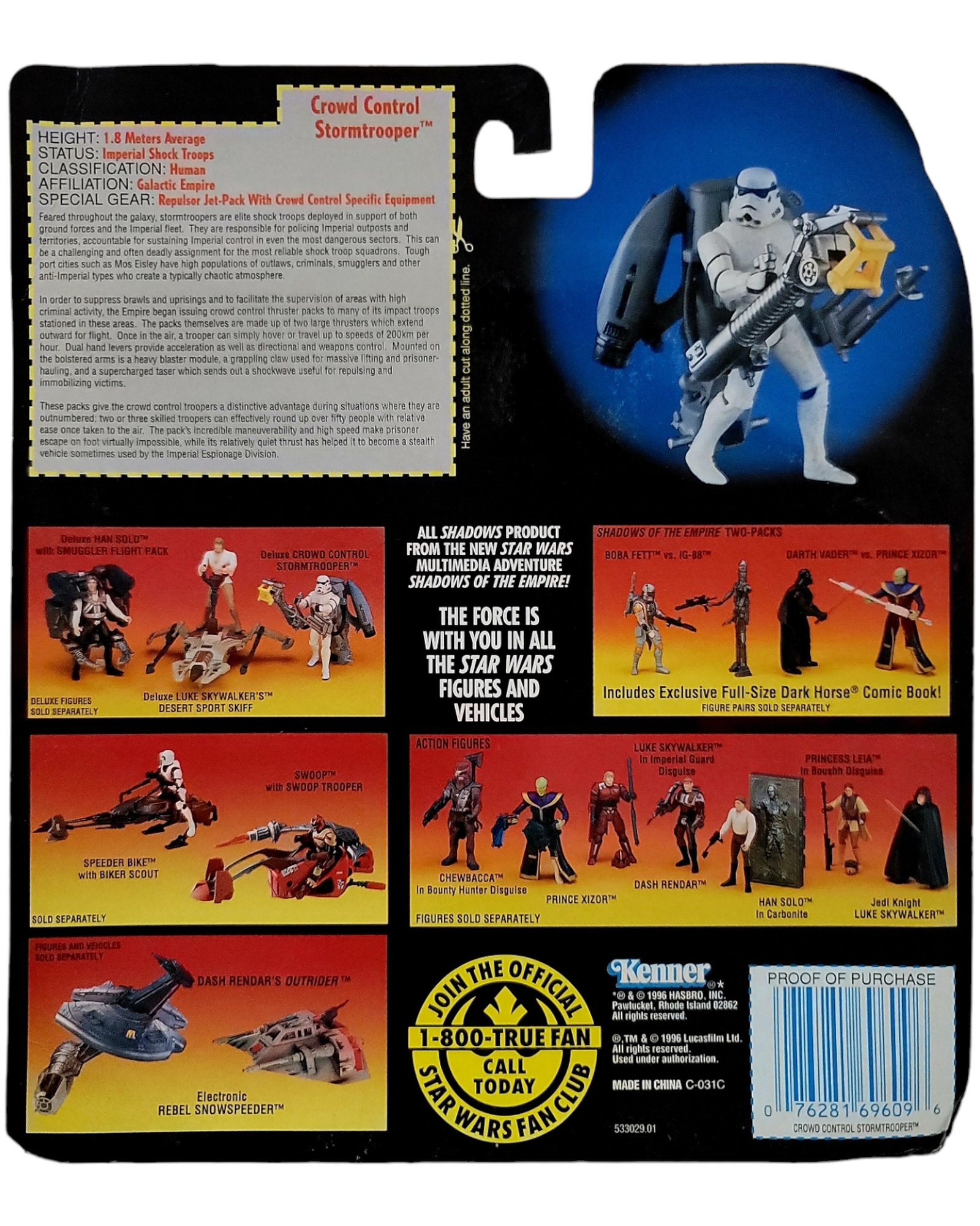 Star Wars POTF2 Deluxe Crowd Control Stormtrooper w/ Thruster Pack & Claw, Kenner '96