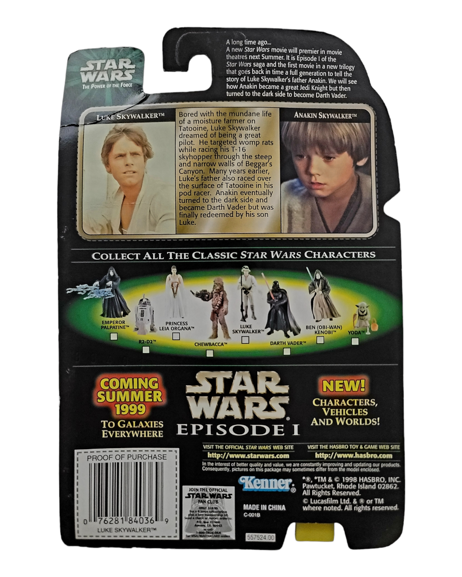 Star Wars POTF2 Luke Skywalker, Flashback Photo, Kenner '98