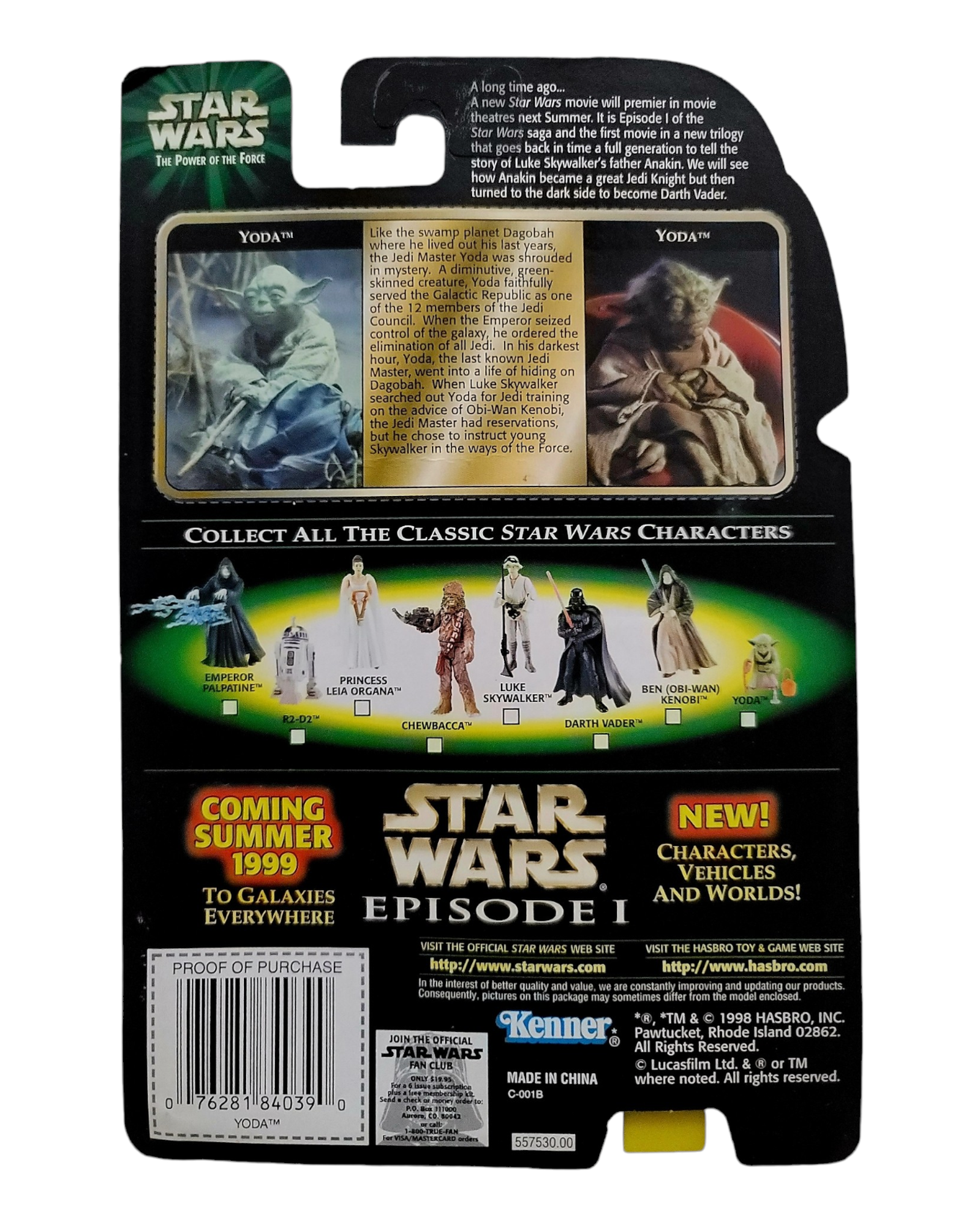 Star Wars POTF2 Yoda, Flashback Photo, Kenner '98