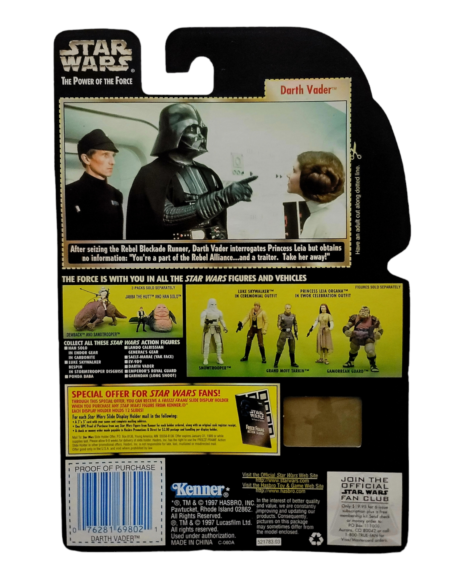 Star Wars POTF2 Darth Vader, Freeze Frame, Kenner '98