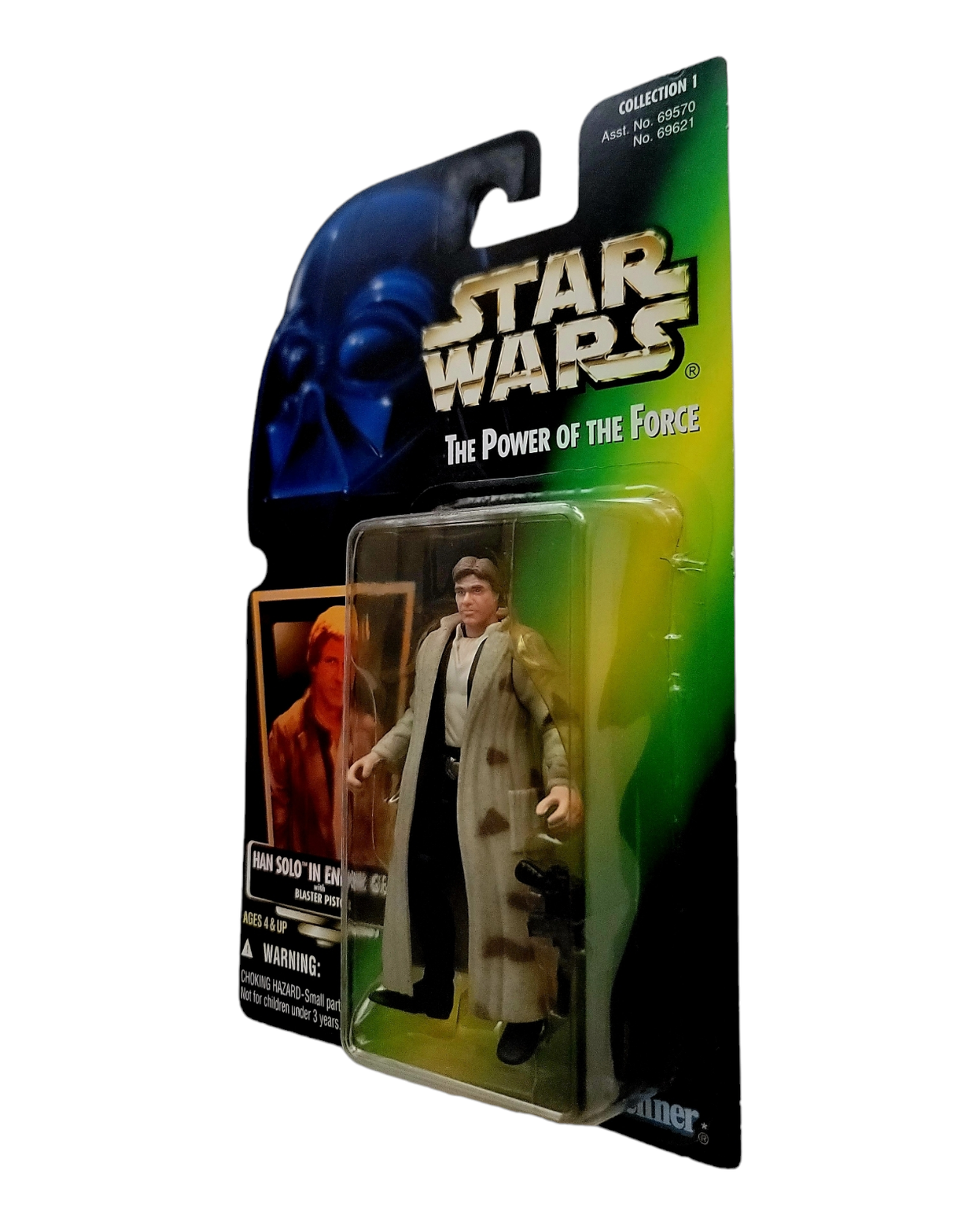Star Wars POTF2 Han Solo, Endor (Blue Pants Variant), Holofoil Card, Kenner '96