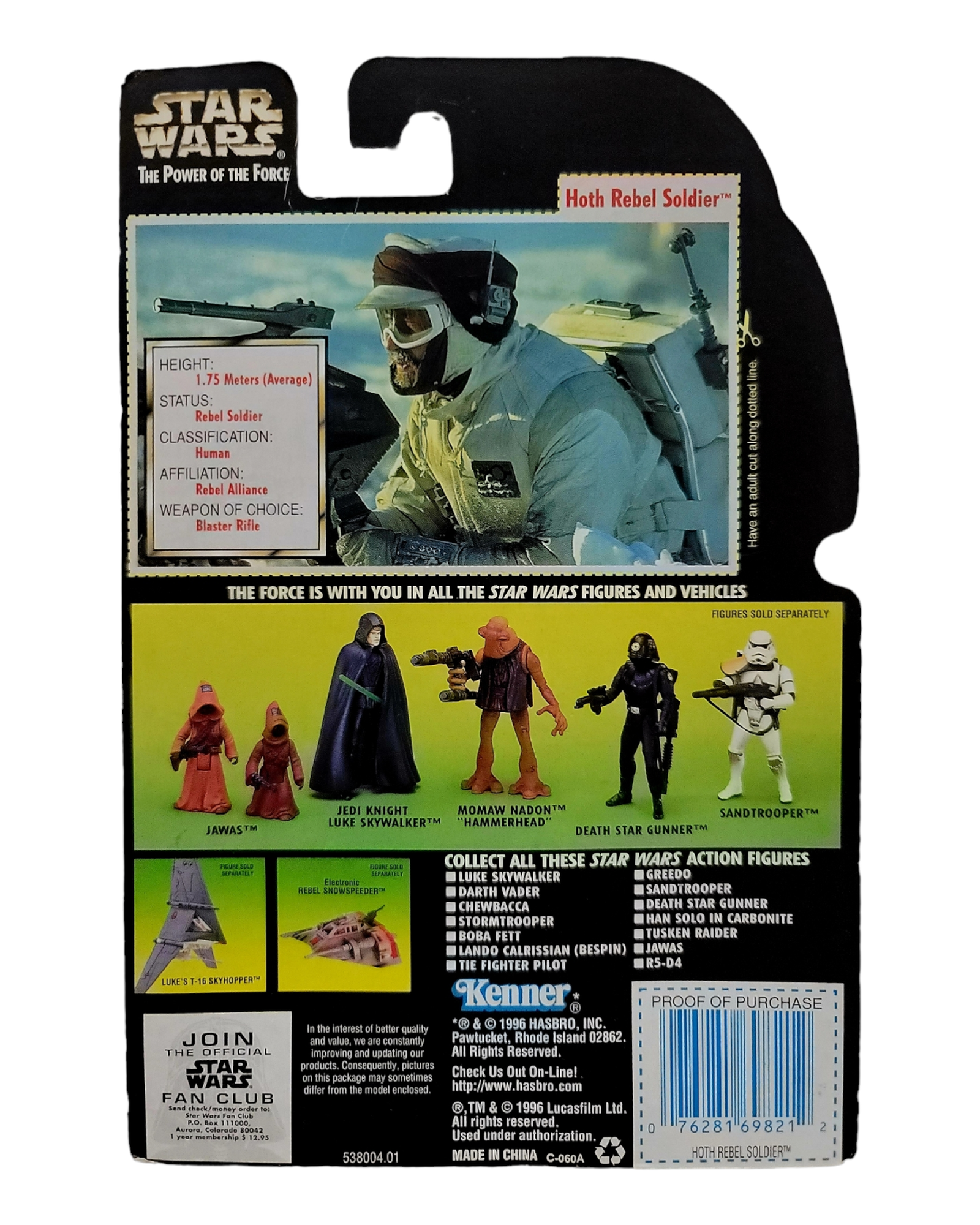 Star Wars POTF2 Hoth Rebel Soldier, Holofoil Card, Kenner '96
