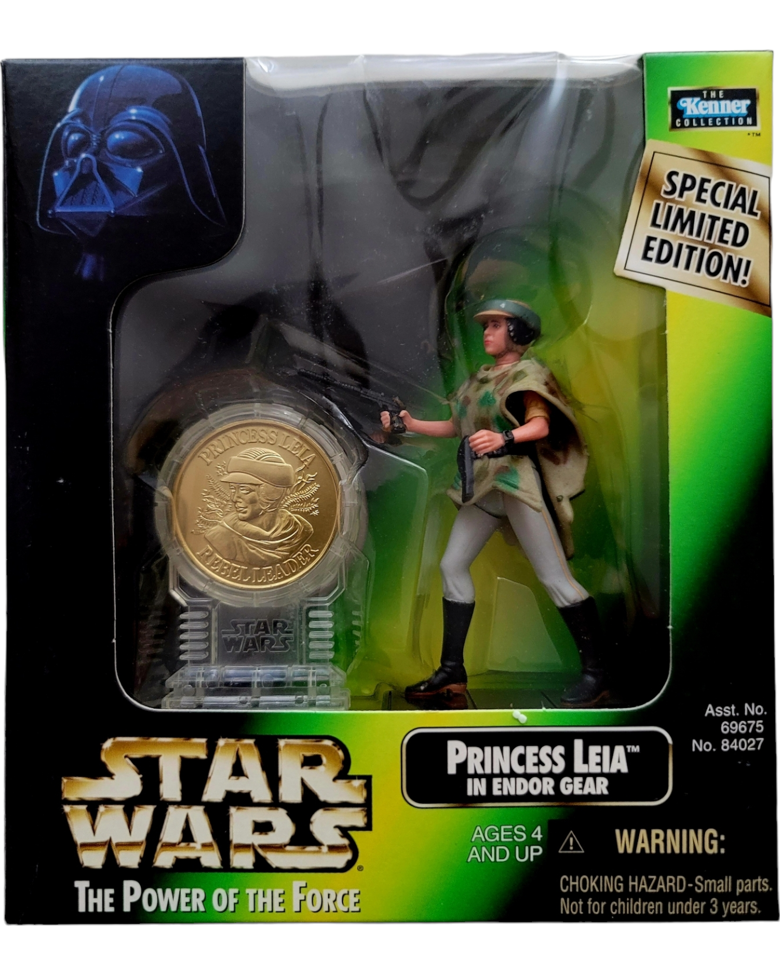 Star Wars POTF2 Princess Leia in Endor Gear, Millenium Coin Edition, Kenner '98
