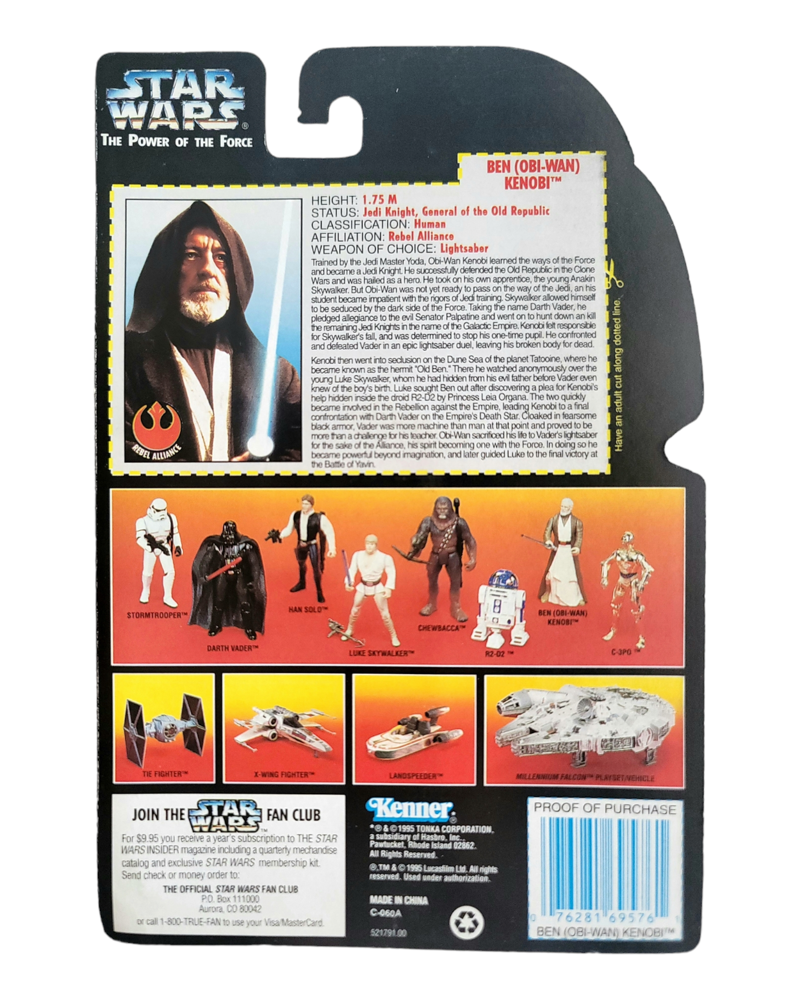 Star Wars POTF2 Ben (Obi-Wan) Kenobi, Orange Card, Kenner '95
