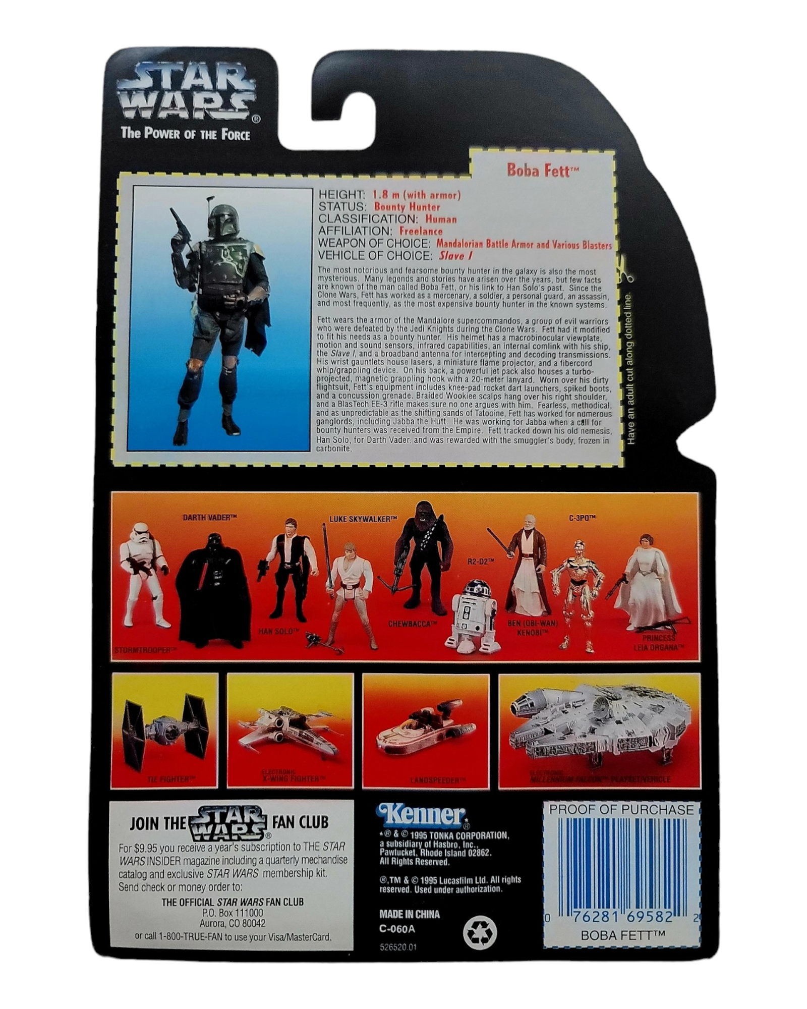 Star Wars POTF2 Orange Card Boba Fett with Sawed-Off Blaster Rifle, Kenner '95