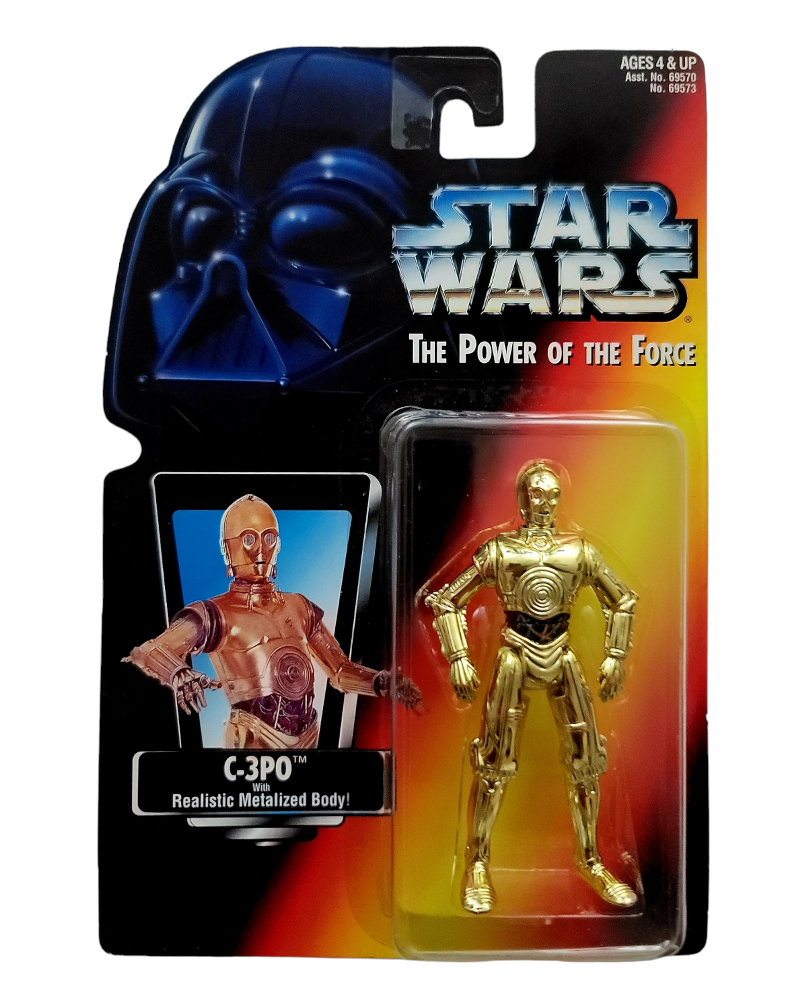 Star Wars POTF2 C-3PO, Orange Card, Kenner '95