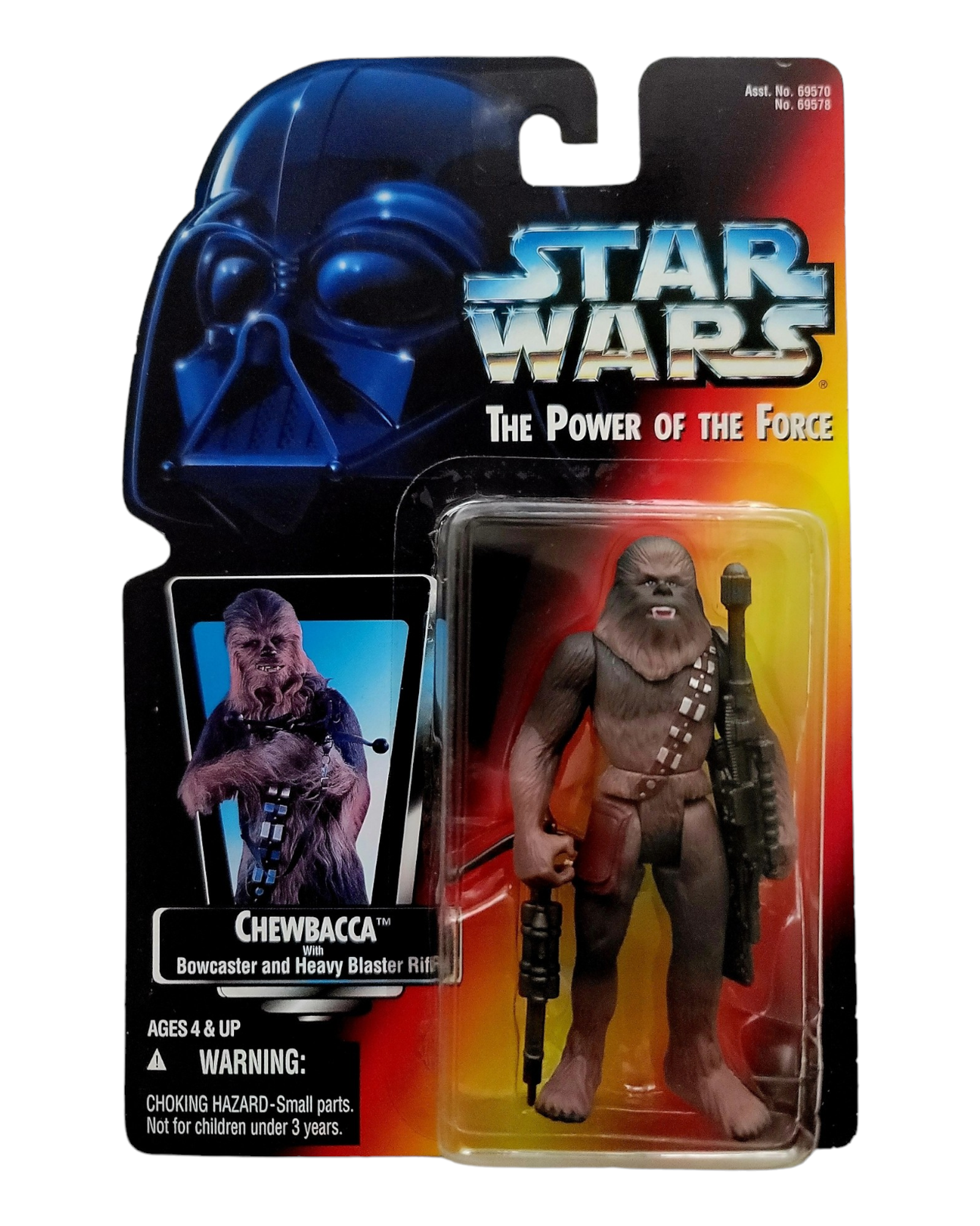 Star Wars POTF2 Chewbacca, Orange Card, Kenner '95