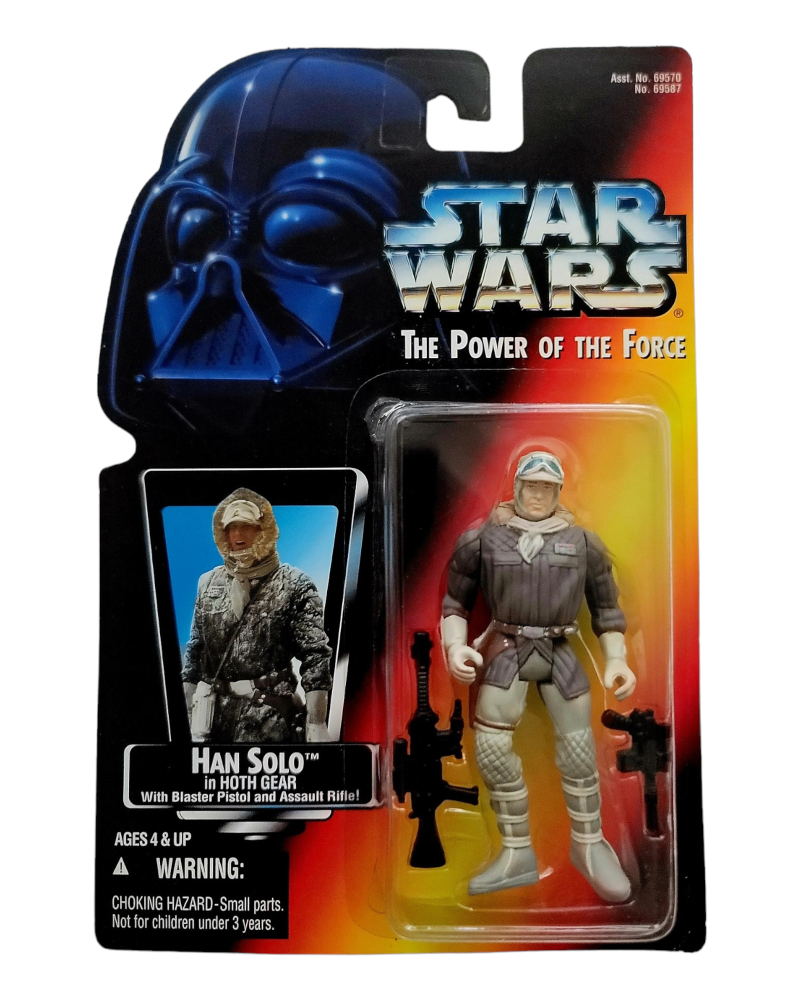 Star Wars POTF2 Han Solo in Hoth Gear, Orange Card, Kenner '95