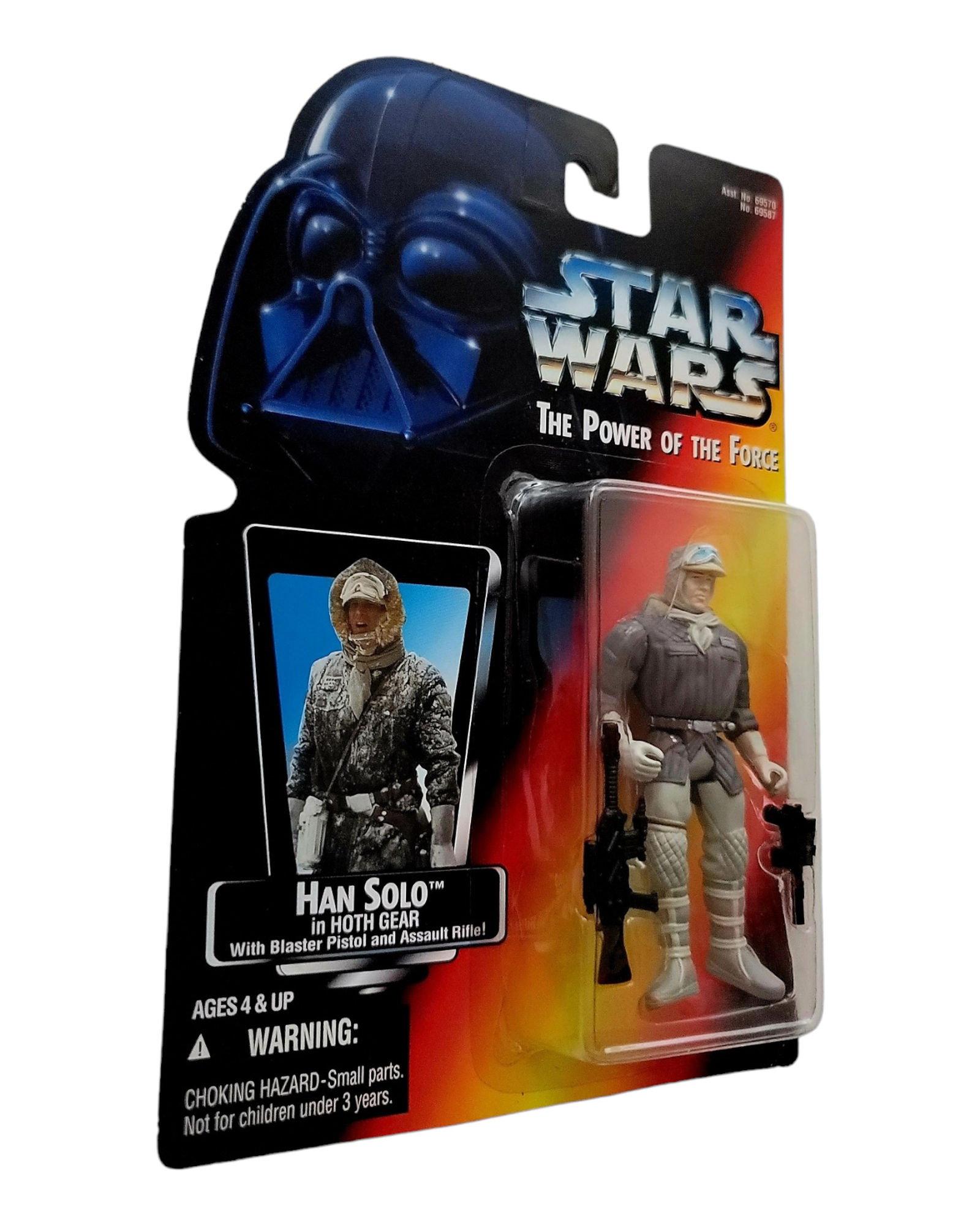 Star Wars POTF2 Han Solo in Hoth Gear, Orange Card, Kenner '95