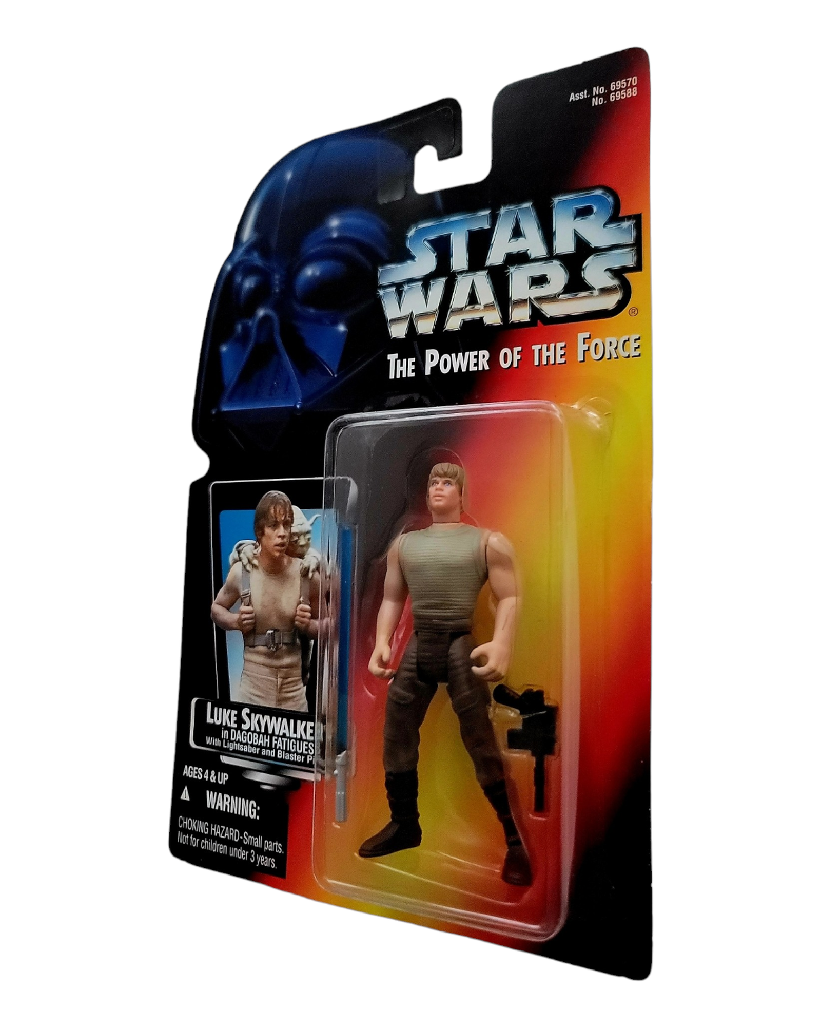 Star Wars POTF2 Luke Skywalker in Dagobah Fatigues, Orange Card, Kenner '96