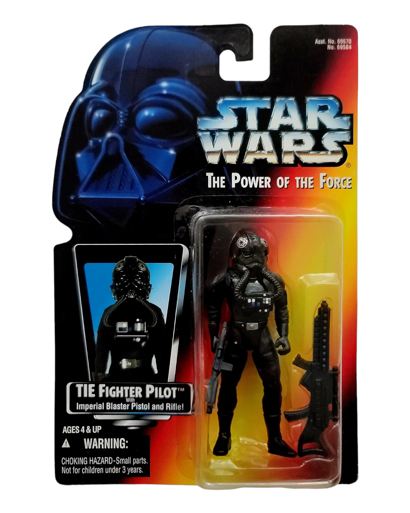 Star Wars POTF2 TIE Fighter Pilot, Orange Card, Kenner '96