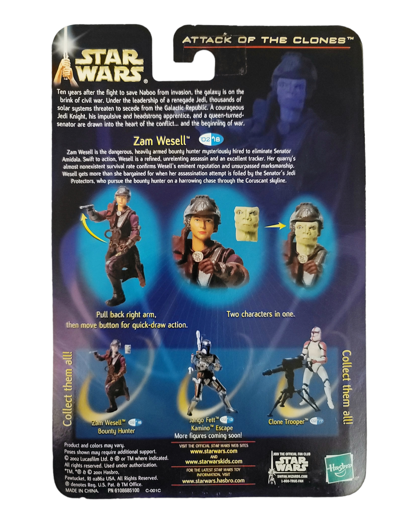 Star Wars Saga Series #18 Zam Wesell, Bounty Hunter, Hasbro '02