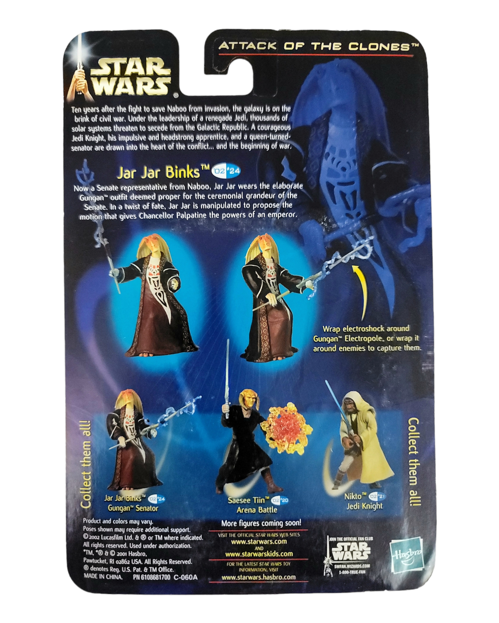 Star Wars Saga Series #24 Jar Jar Binks, Gungan Senator, Hasbro '02