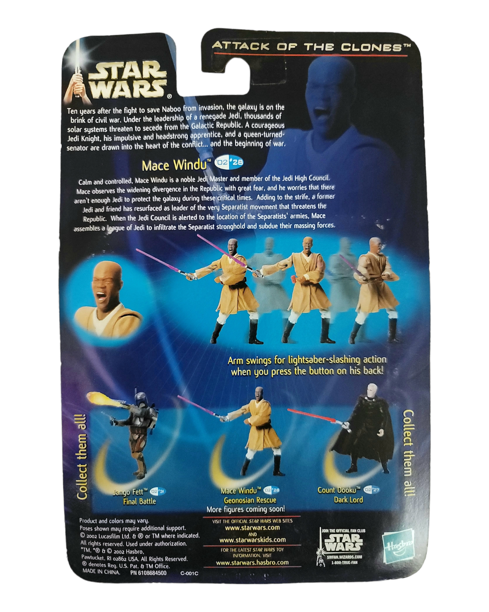 Star Wars Saga Series #28 Mace Windu, Geonosian Rescue, Hasbro '02