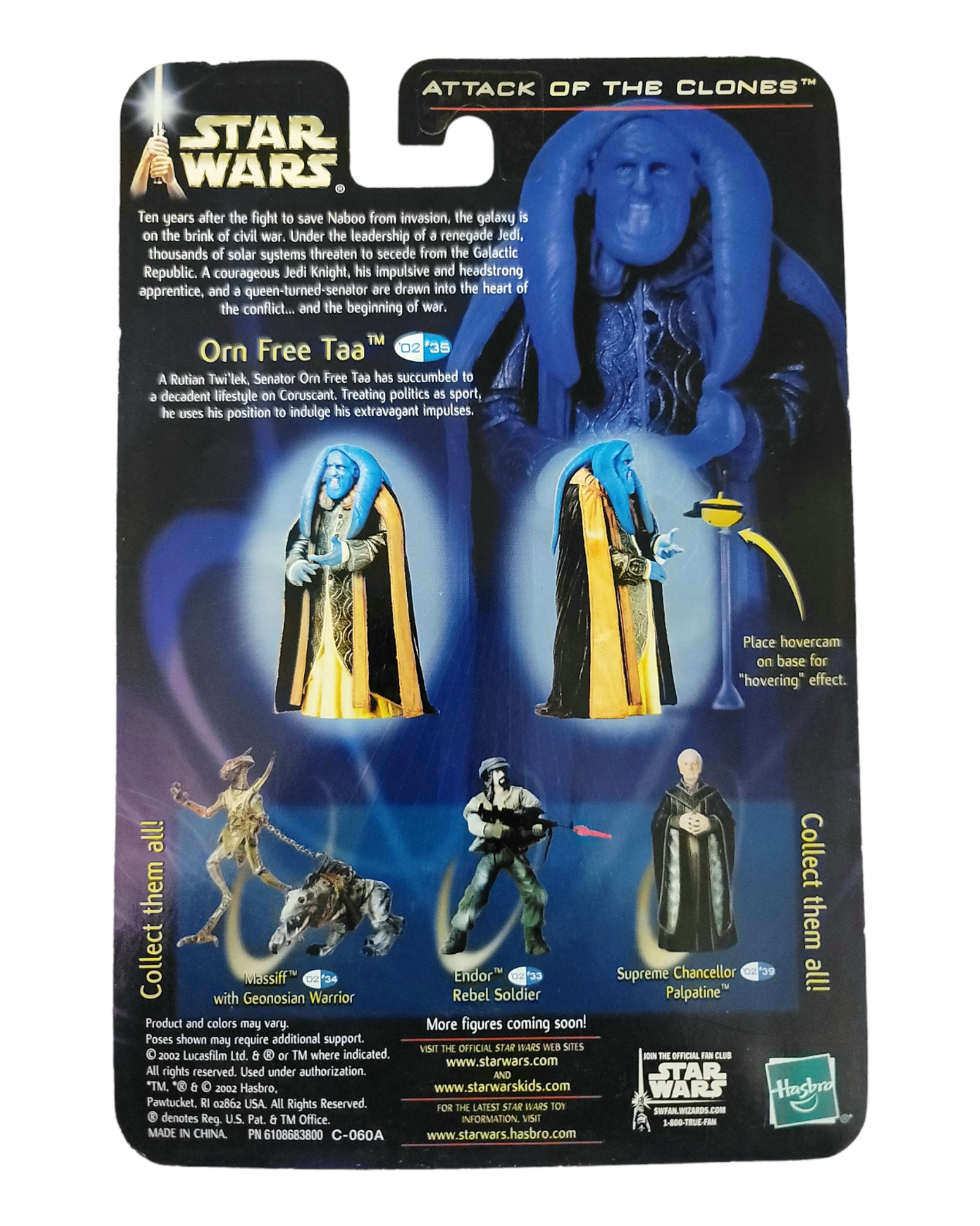Star Wars Saga Series #35 Orn Free Taa, Rutian Twi'lek Senator, Hasbro '02