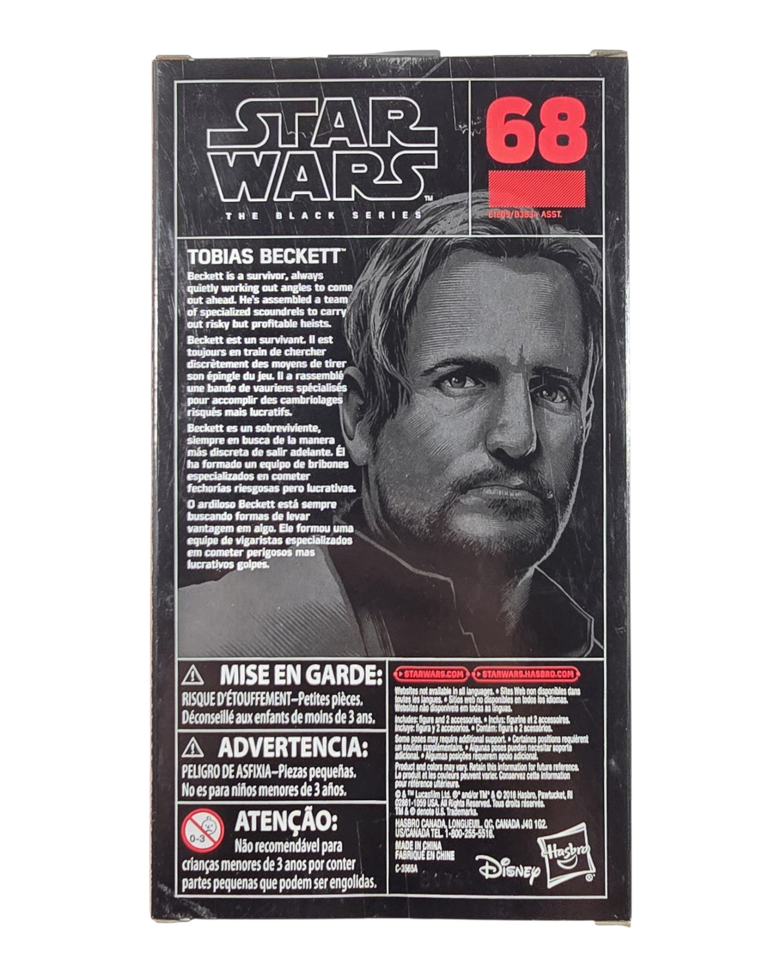 Star Wars The Black Series Solo Lot of 4: Lando, Qi'ra, Beckett, Vos, Hasbro '18: Tobias Beckett, back of package