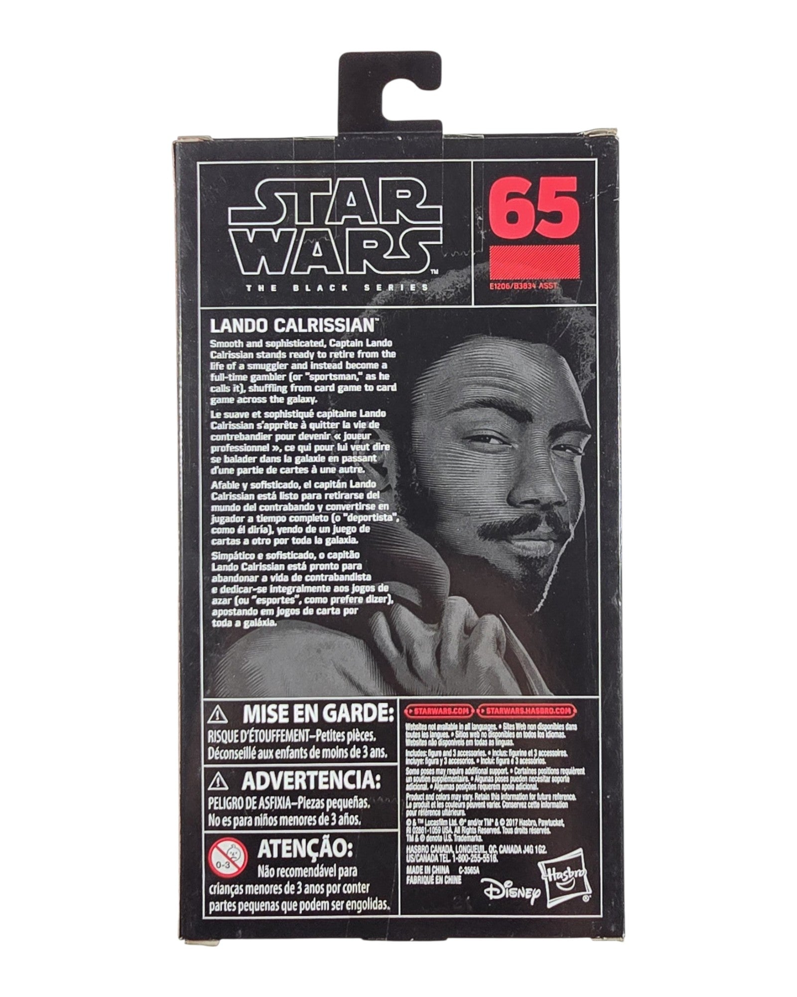 Star Wars The Black Series Solo Lot of 4: Lando, Qi'ra, Beckett, Vos, Hasbro '18: Lando Calrissian, back of package
