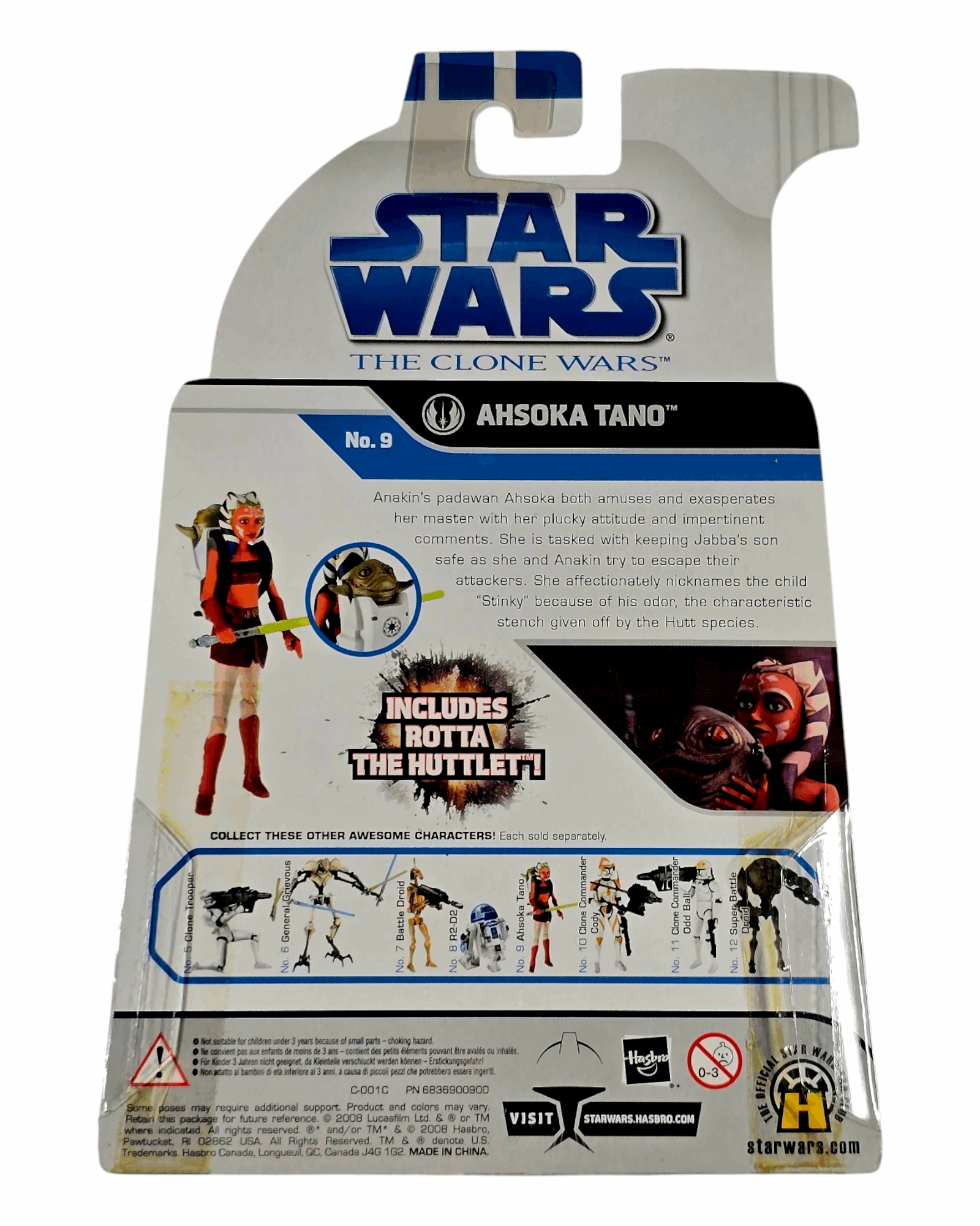 Star Wars The Clone Wars Ahsoka Tano with Rotta the Huttlet, Hasbro '08