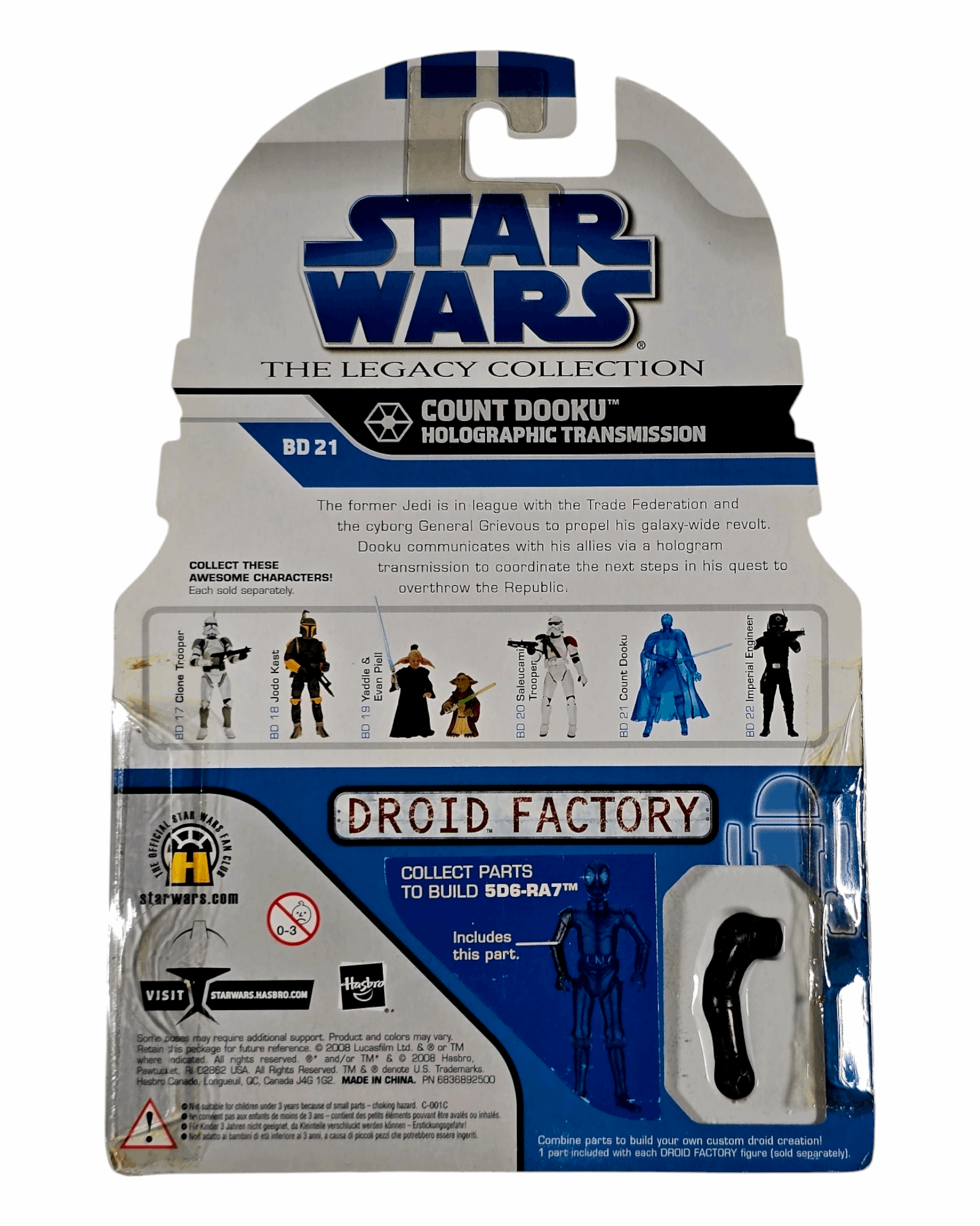 Star Wars The Legacy Collection #BD21 Count Dooku, Holographic, Hasbro '08