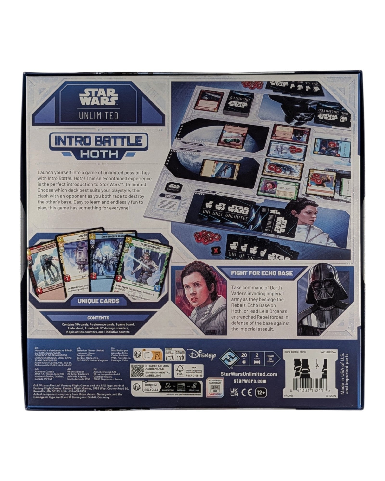 Star Wars: Unlimited Intro Battle: Hoth, Starter Set, Fantasy Flight '25, Sealed — back of package