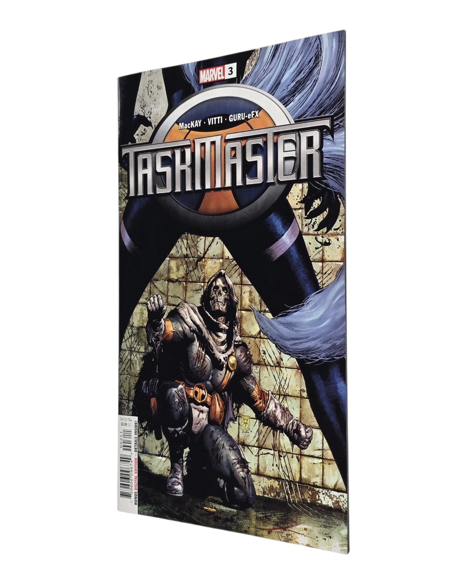 Taskmaster Vol. 3 #3A, Valerio Giangiordano Cover, Marvel '21 — front cover, fore edge