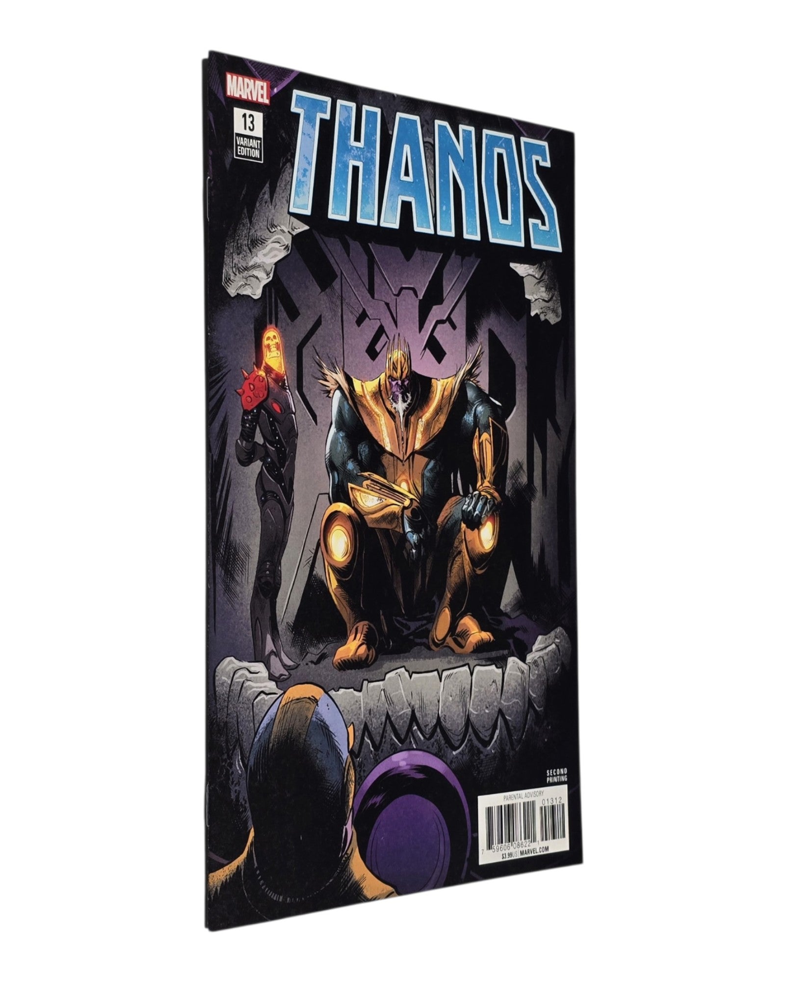 Thanos Vol. 2 #13G, Geoff Shaw Cover, 2nd Print, Marvel '18 — front cover, spine edge