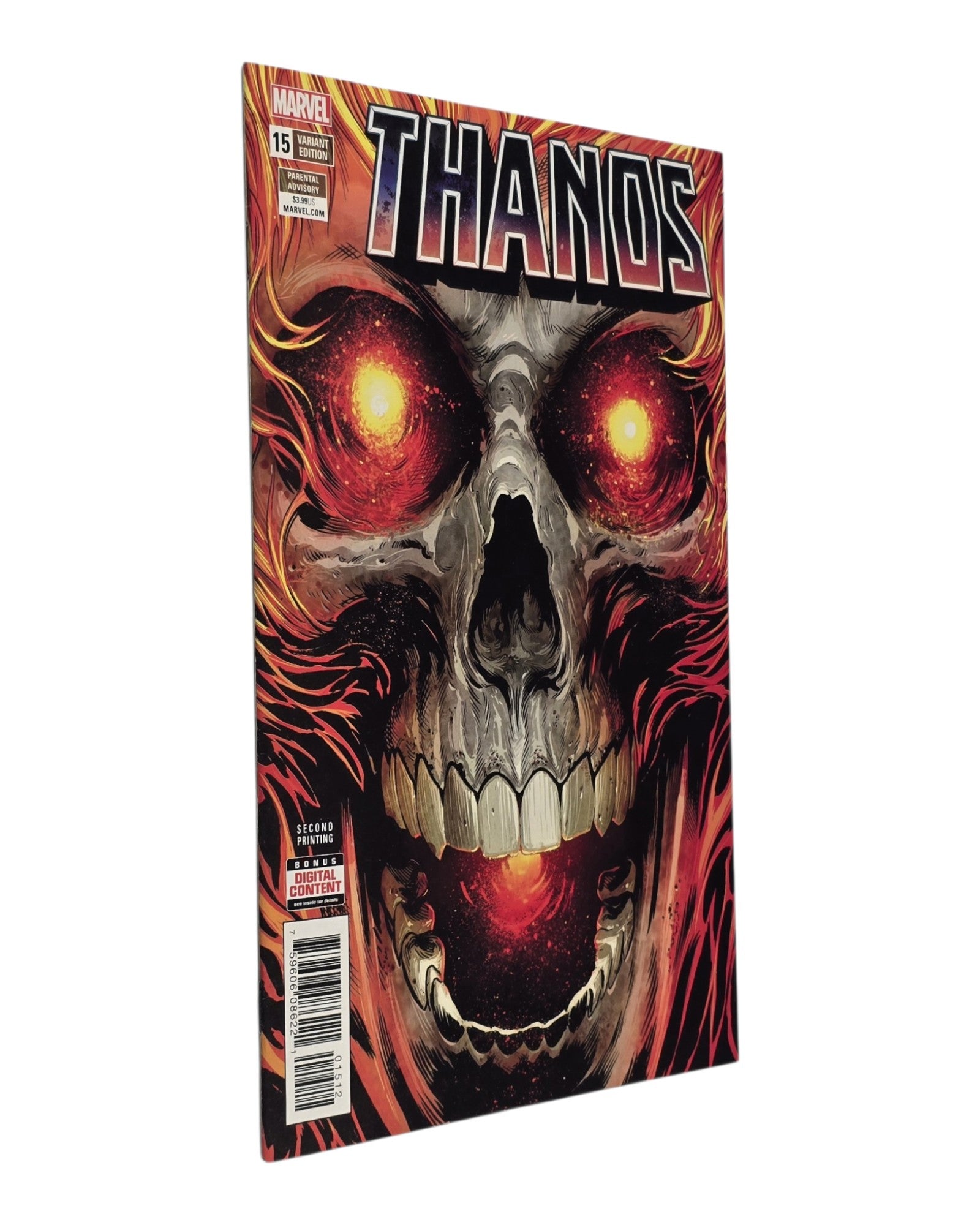 Thanos Vol. 2 #15, Geoff Shaw Cover, 2nd Print, Marvel '18 — front cover, spine edge