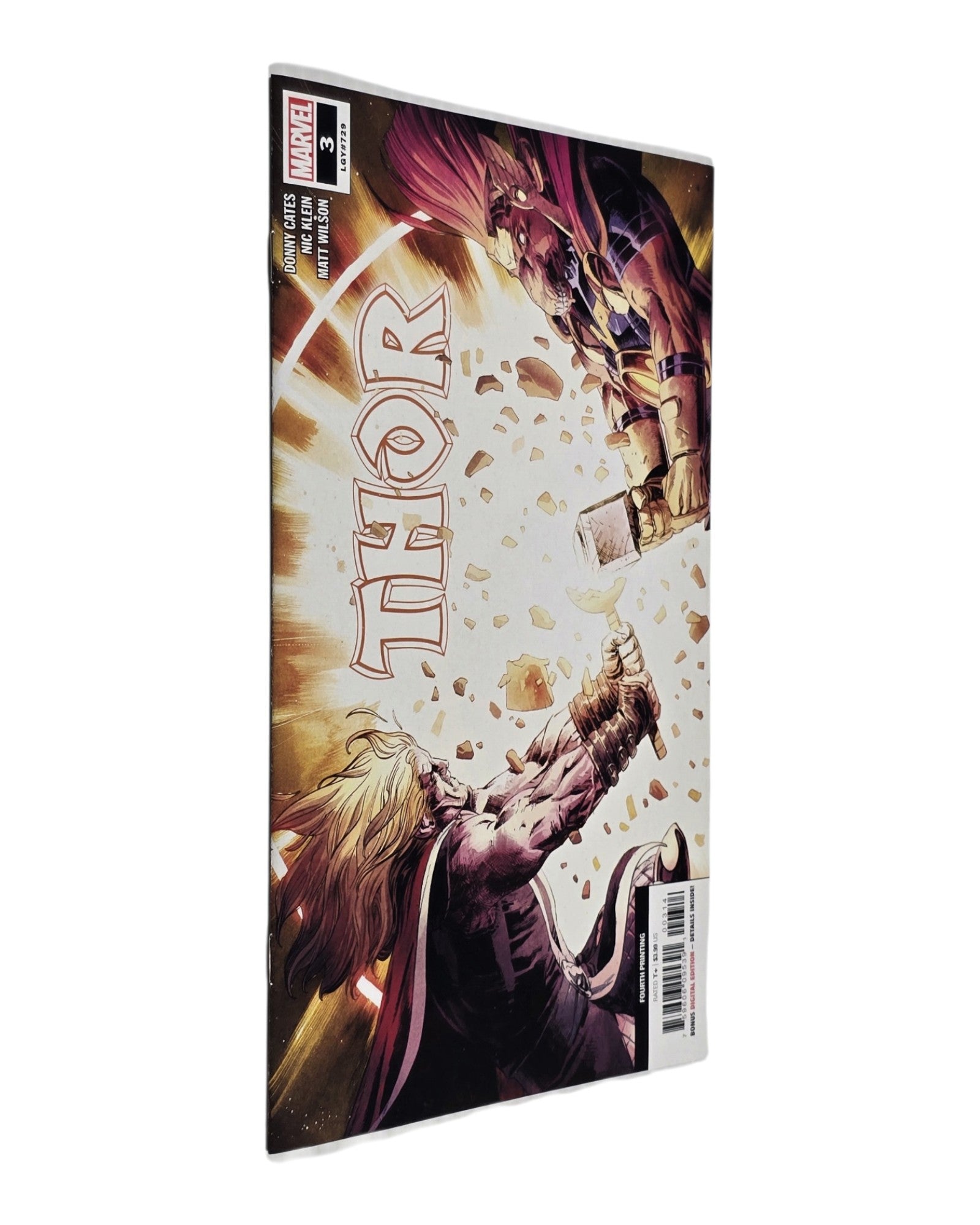 Thor Vol. 6 #3G, Nic Klein Cover, 4th Print, Marvel '20 — front cover, spine edge