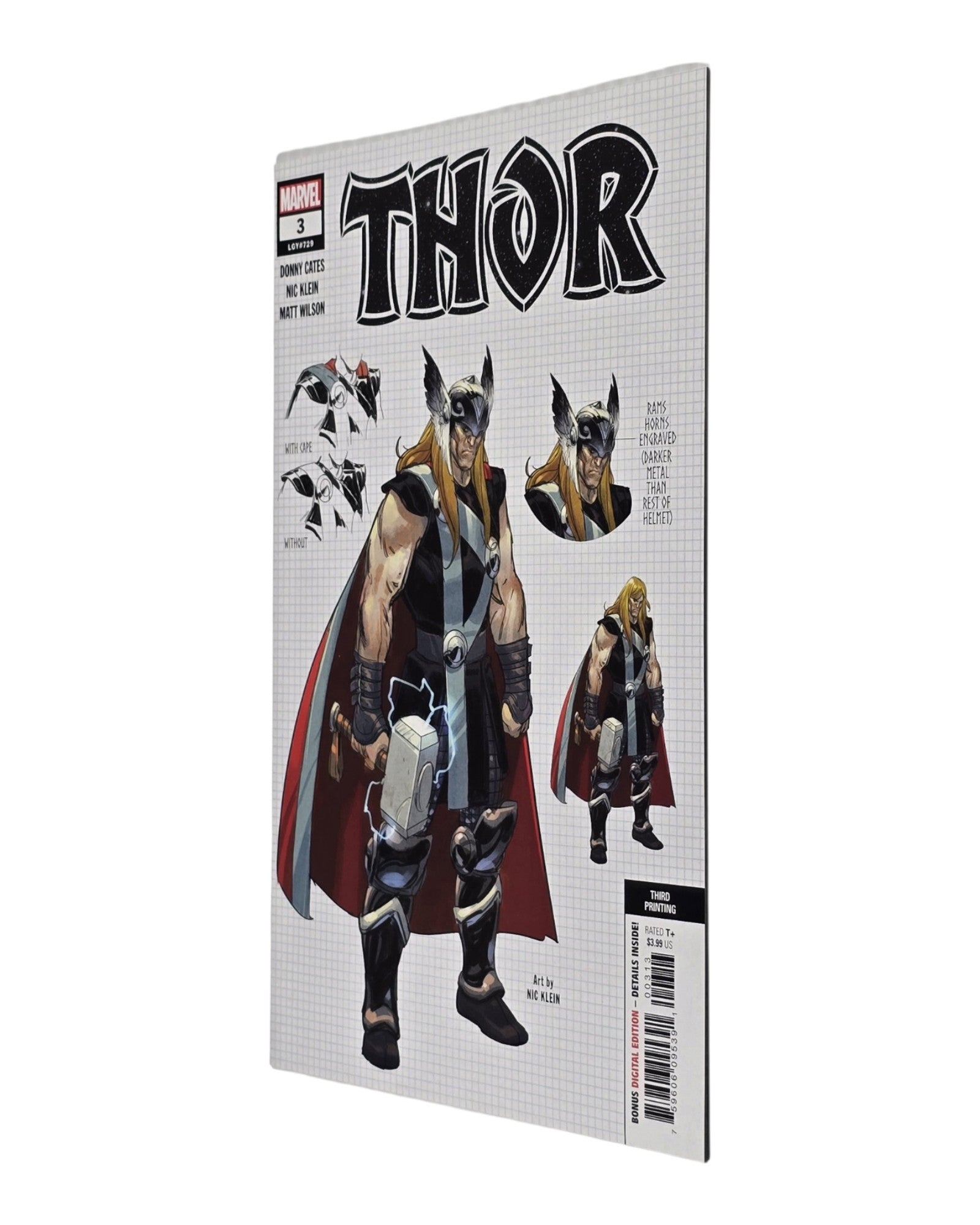 Thor Vol. 6 #3E, Nic Klein Design Variant, 3rd Print, Marvel '20 — front cover, fore edge