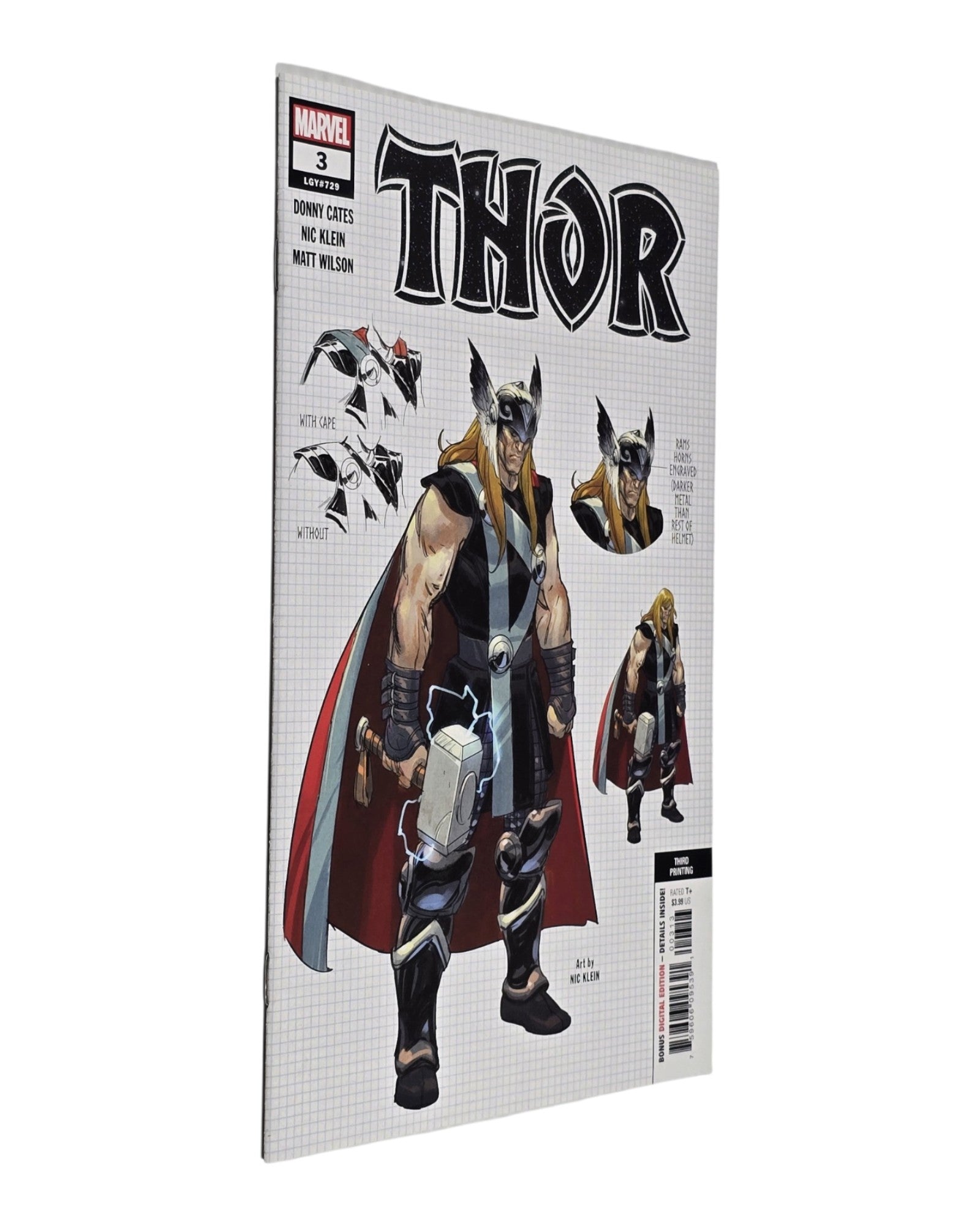 Thor Vol. 6 #3E, Nic Klein Design Variant, 3rd Print, Marvel '20 — front cover, spine edge