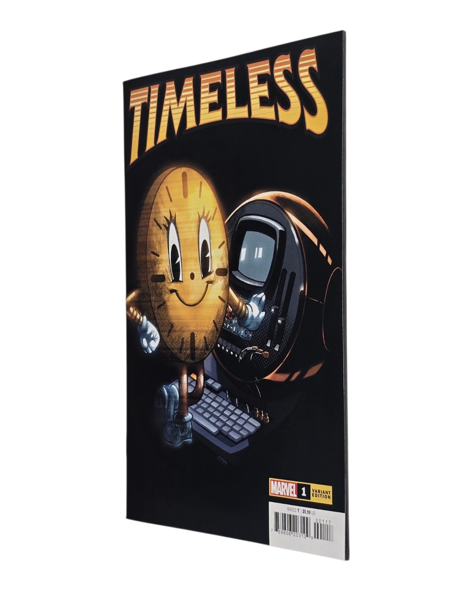 Timeless #1K, Humberto Ramos Miss Minutes Variant, Marvel '21 — front cover, fore edge