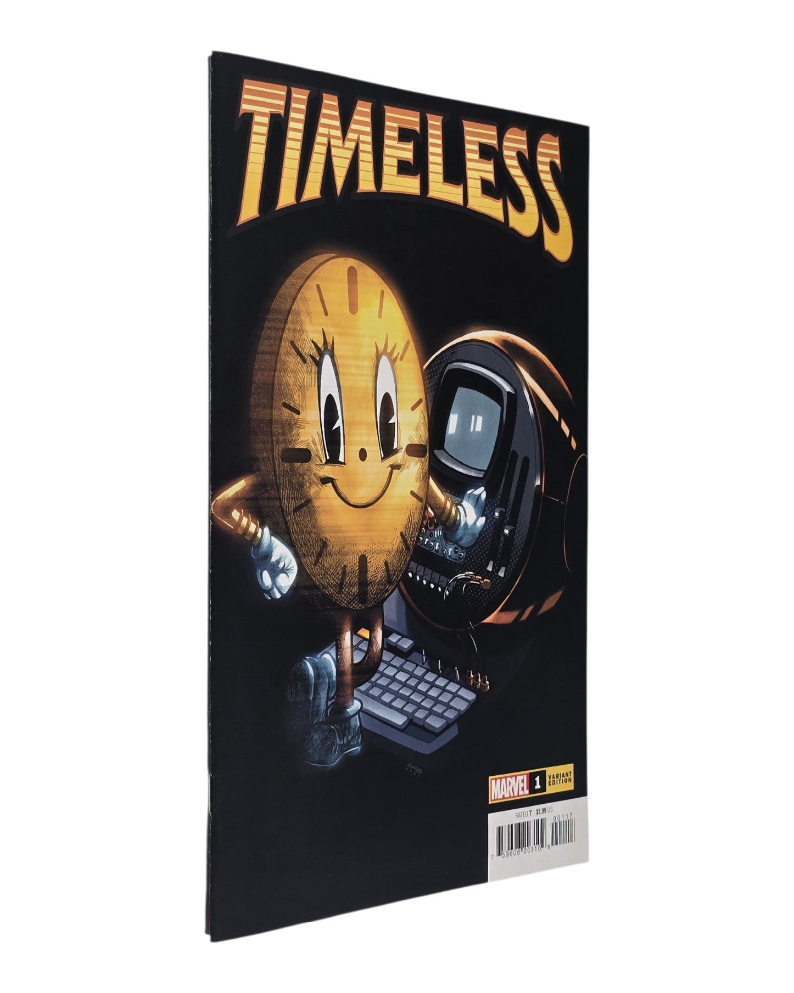 Timeless #1K, Humberto Ramos Miss Minutes Variant, Marvel '21 — front cover, spine edge