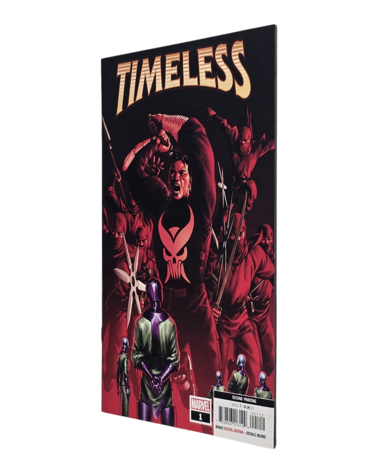 Timeless #1L, Jesús Saíz Cover, 2nd Print, Marvel '22 — front cover, fore edge