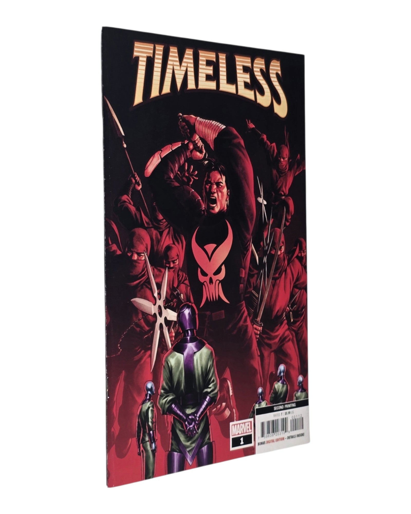 Timeless #1L, Jesús Saíz Cover, 2nd Print, Marvel '22 — front cover, spine edge