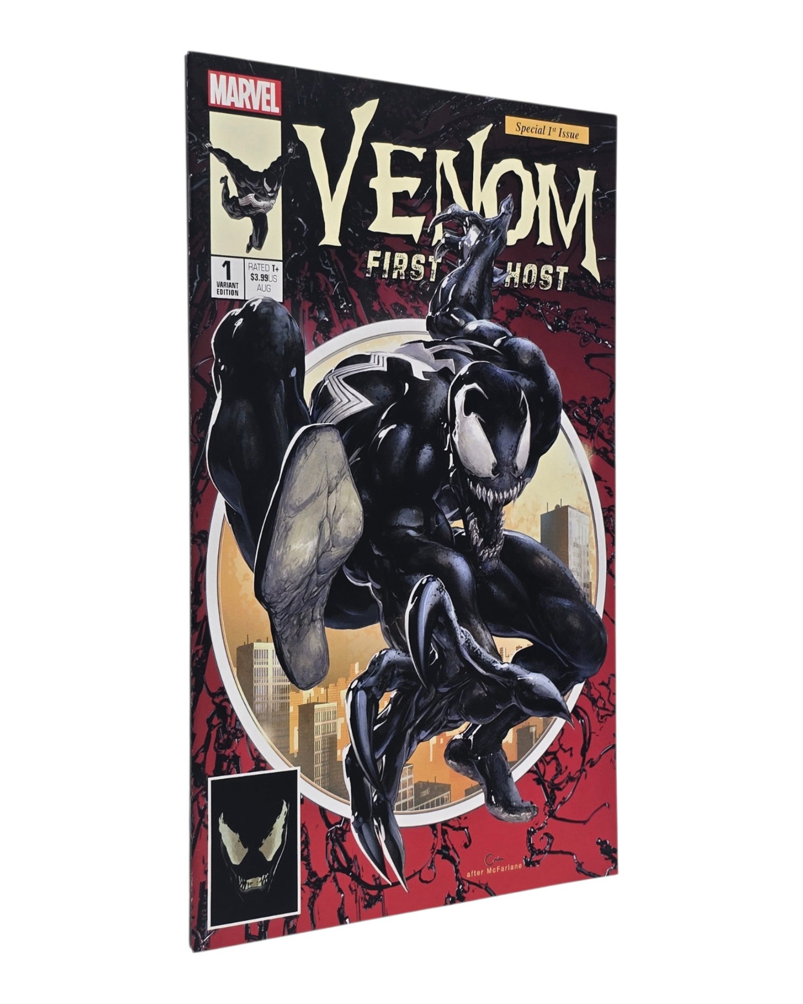 Venom: First Host #1, Scorpion Comics NYCC Excl, Crain, Marvel '18 — front cover, spine edge