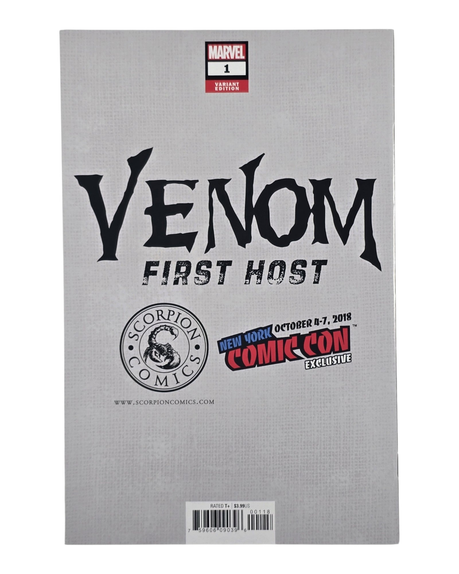 Venom: First Host #1, Gabriele Dell'Otto Virgin Variant, Marvel '18 — back of package