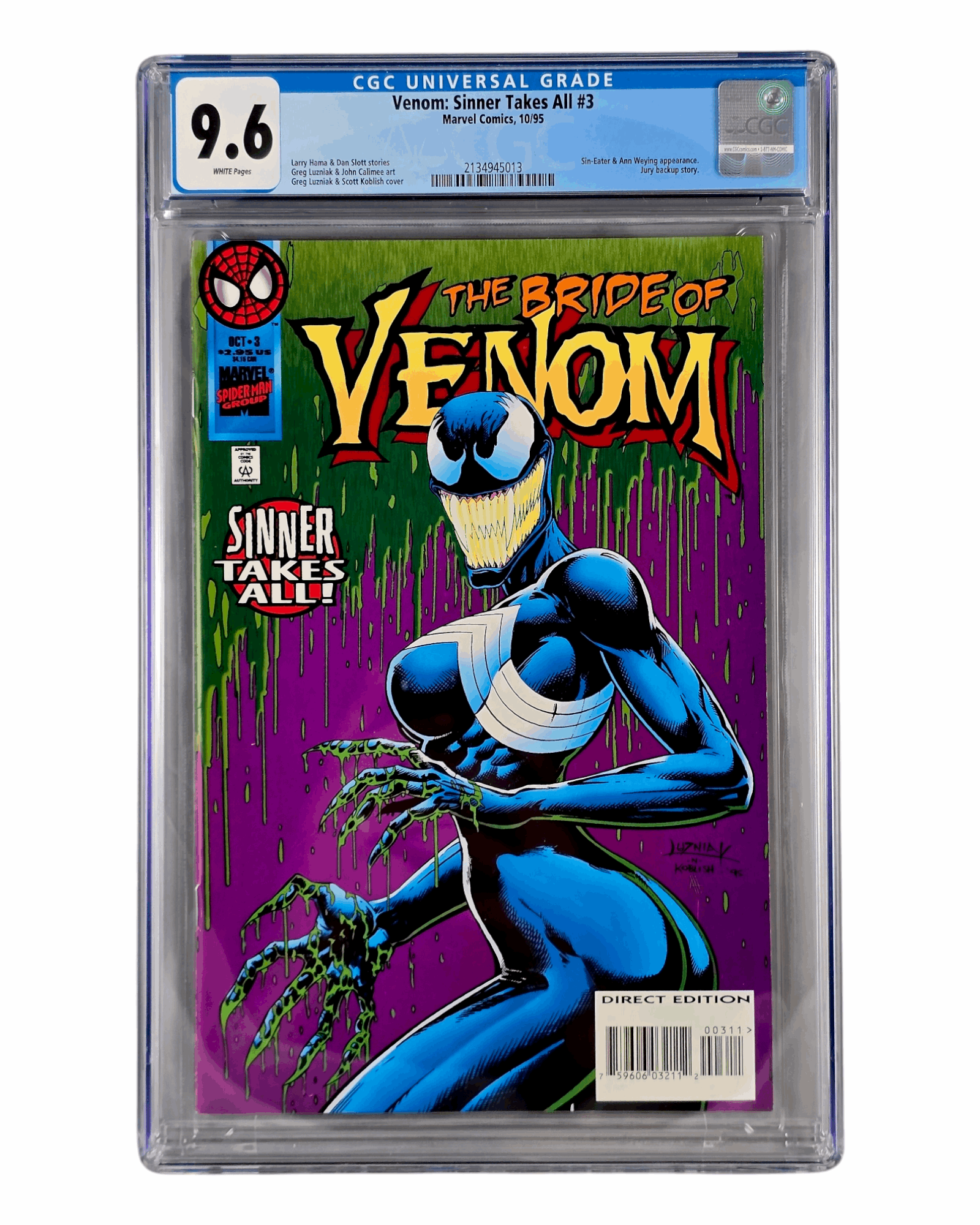 Venom: Sinner Takes All #3, CGC 9.6 (13), Marvel '95