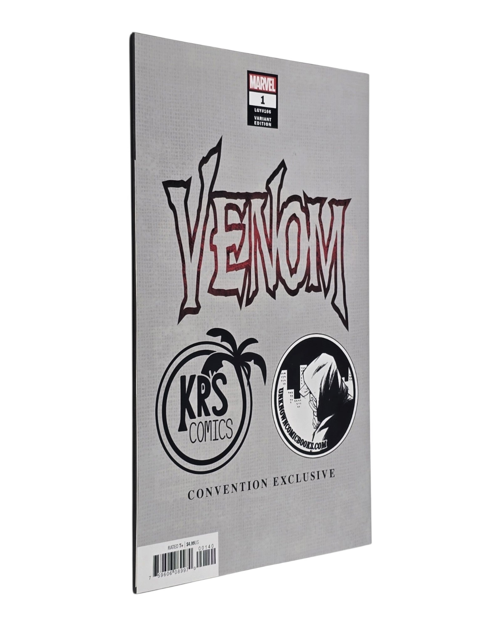 Venom Vol. 4 #1, KRS/Unknown Convention Excl Mayhew Homage Virgin, Marvel '18 — back cover, fore edge
