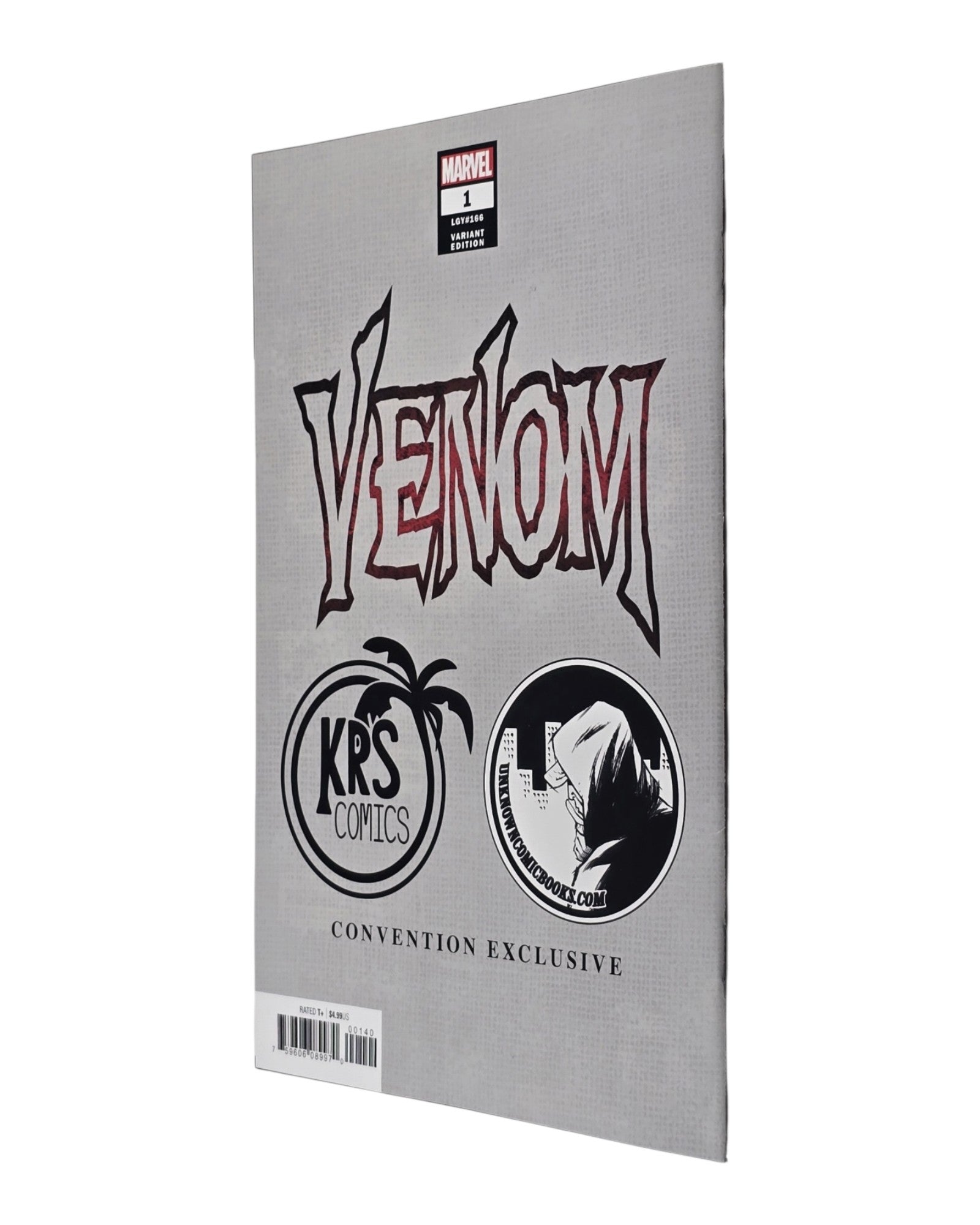 Venom Vol. 4 #1, KRS/Unknown Convention Excl Mayhew Homage Virgin, Marvel '18 — back cover, spine edge