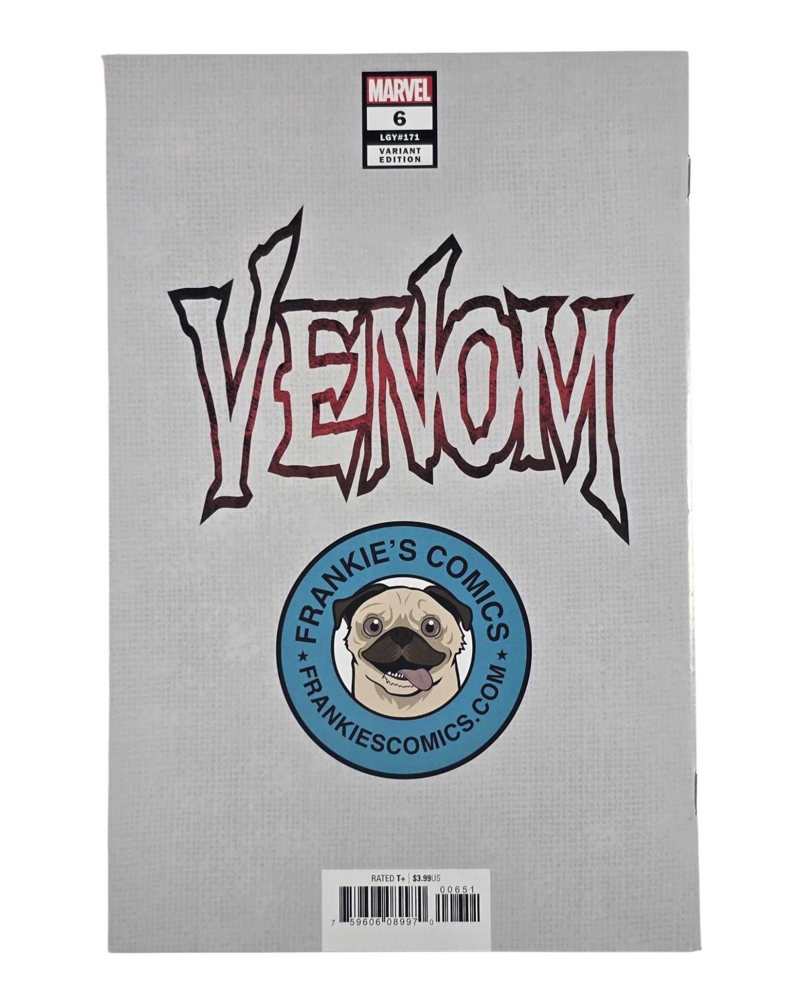 Venom Vol. 4 #6, Frankie's Comics Excl Virgin, Marvel '18 — back of package