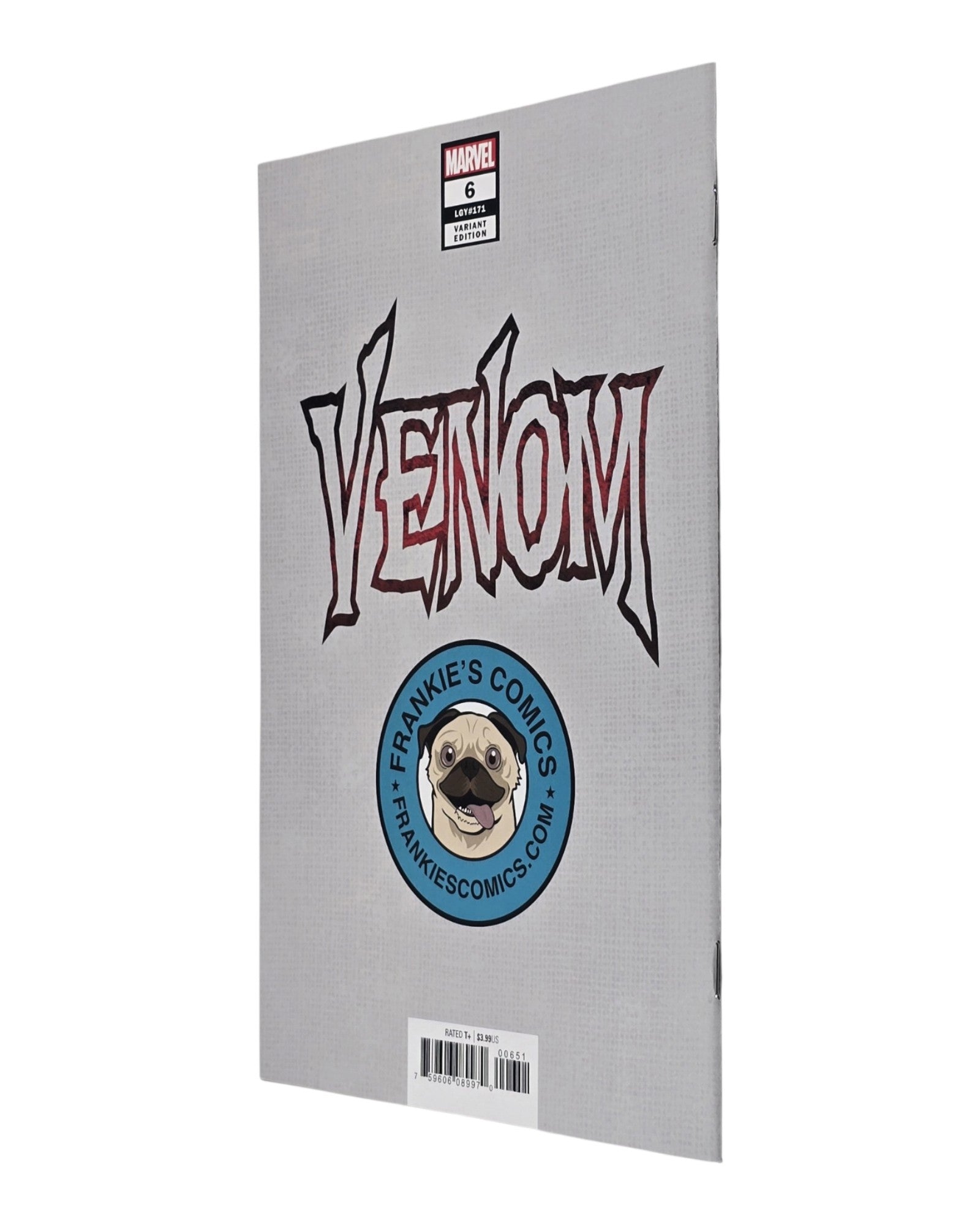Venom Vol. 4 #6, Frankie's Comics Excl Virgin, Marvel '18 — back cover, spine edge