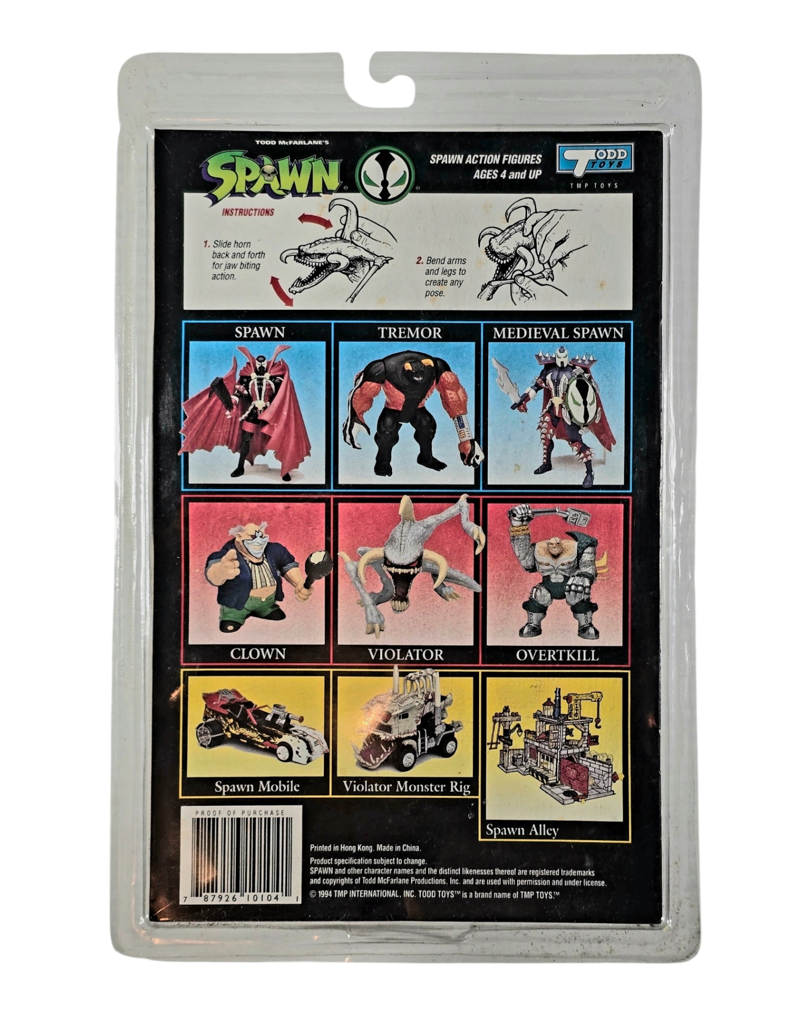 Spawn Violator Green Insert Card Variant, Todd Toys '94 — back of package