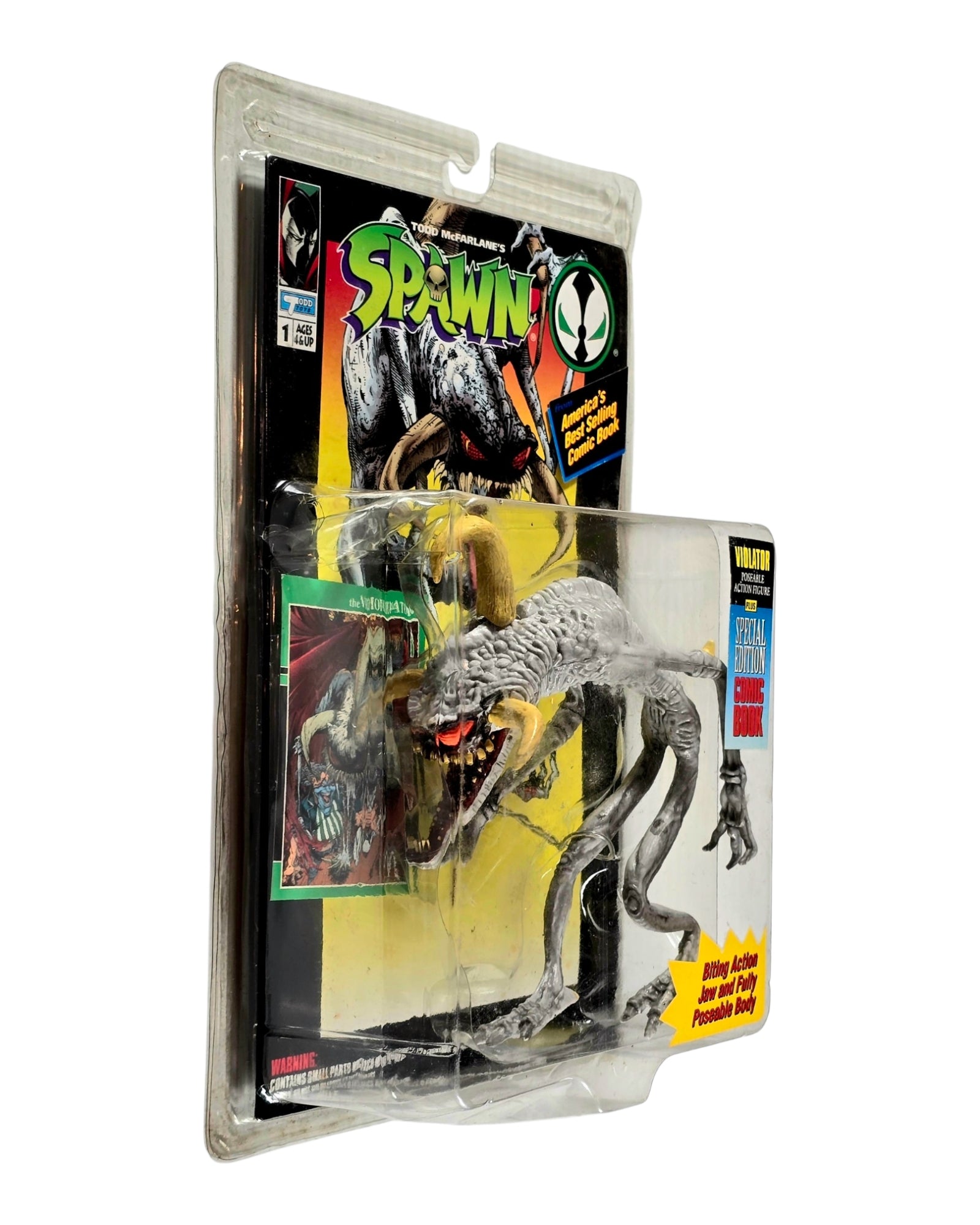 Spawn Violator Green Insert Card Variant, Todd Toys '94 — left edge of package