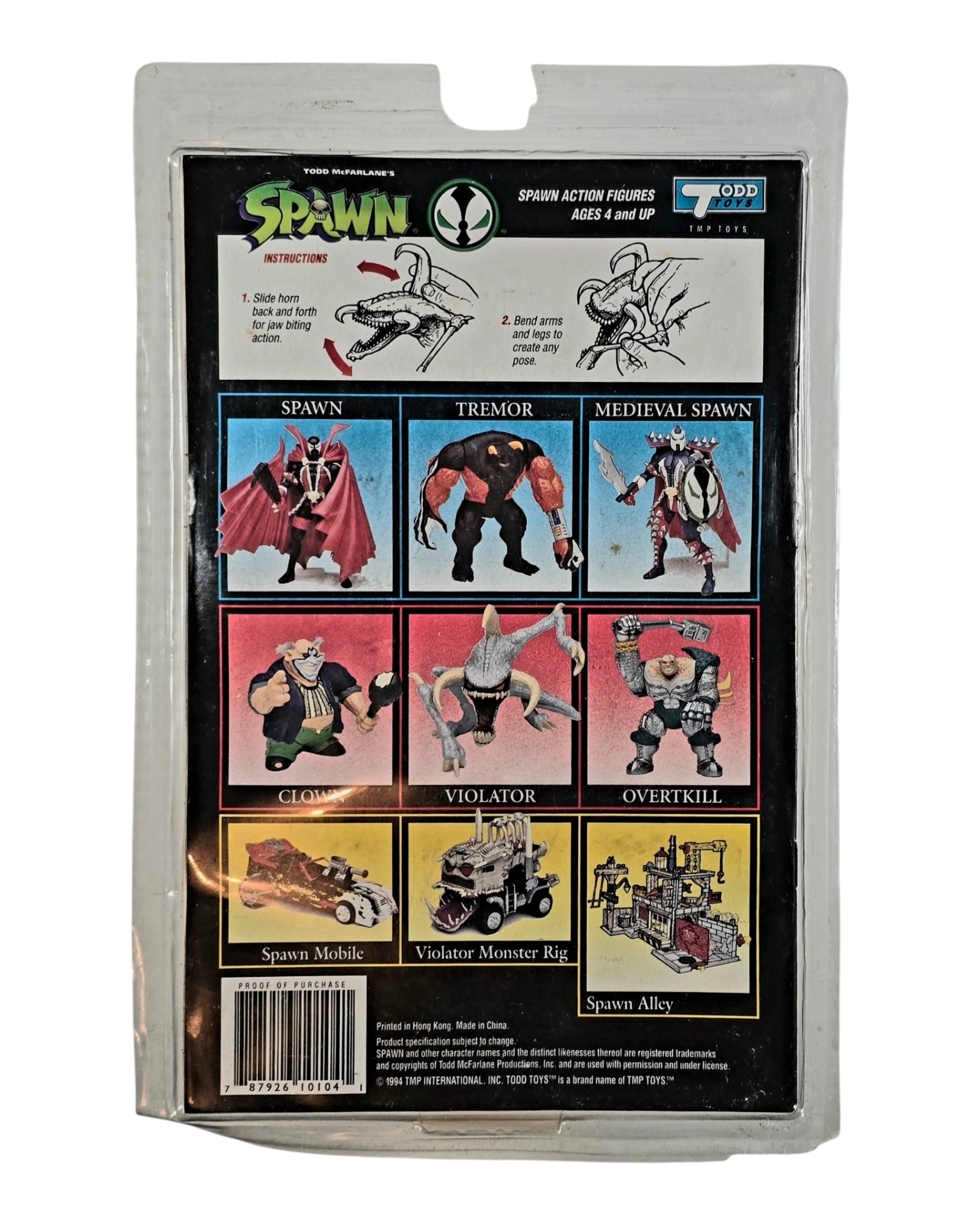 Spawn Series 1 Violator, Orange Insert Card Variant, Todd Toys '94 — back of package