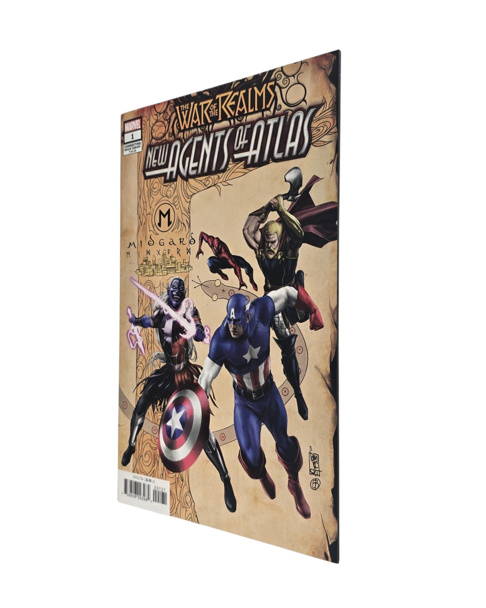War of the Realms: New Agents of Atlas #1C, Camuncoli Cover, Marvel '19 — front cover, fore edge