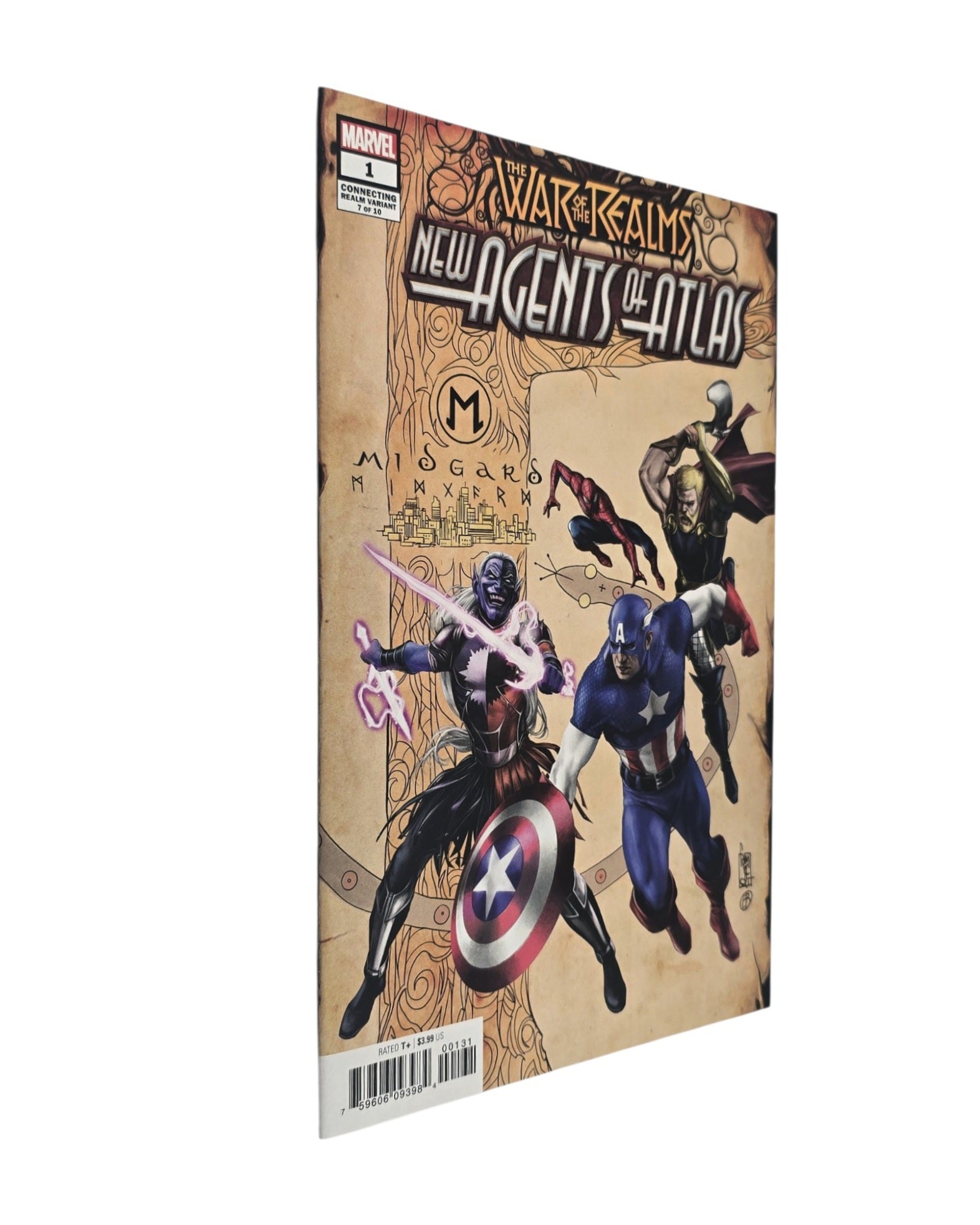 War of the Realms: New Agents of Atlas #1C, Camuncoli Cover, Marvel '19 — front cover, spine edge