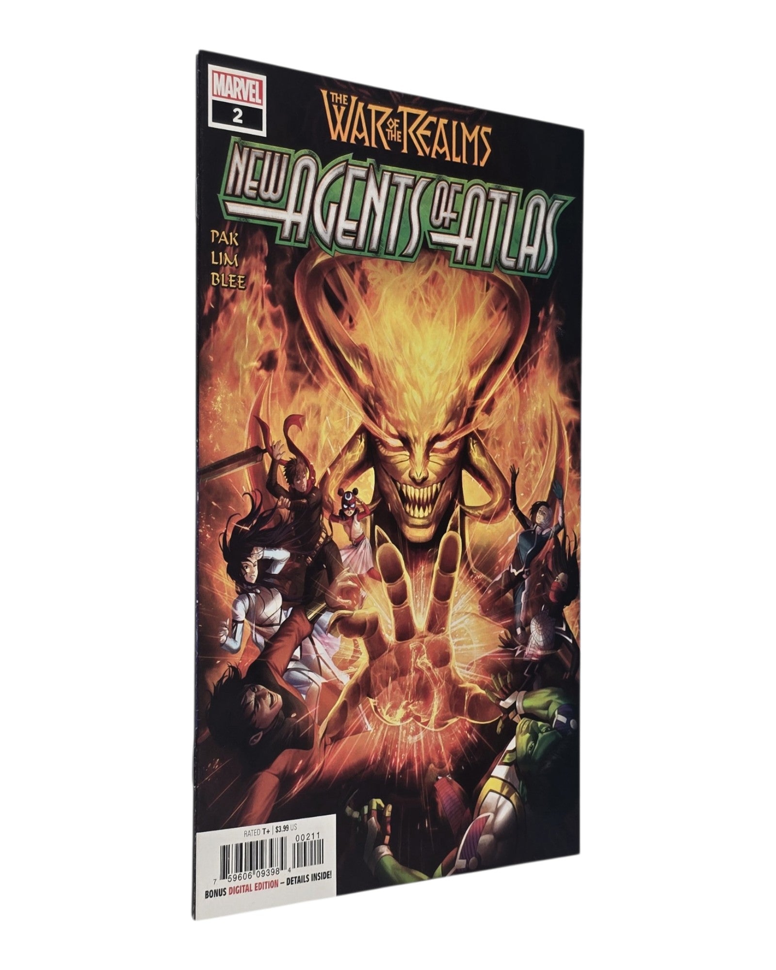 War of the Realms: New Agents of Atlas #2A, Woo Dae Shim Cover, Marvel '19 — front cover, spine edge