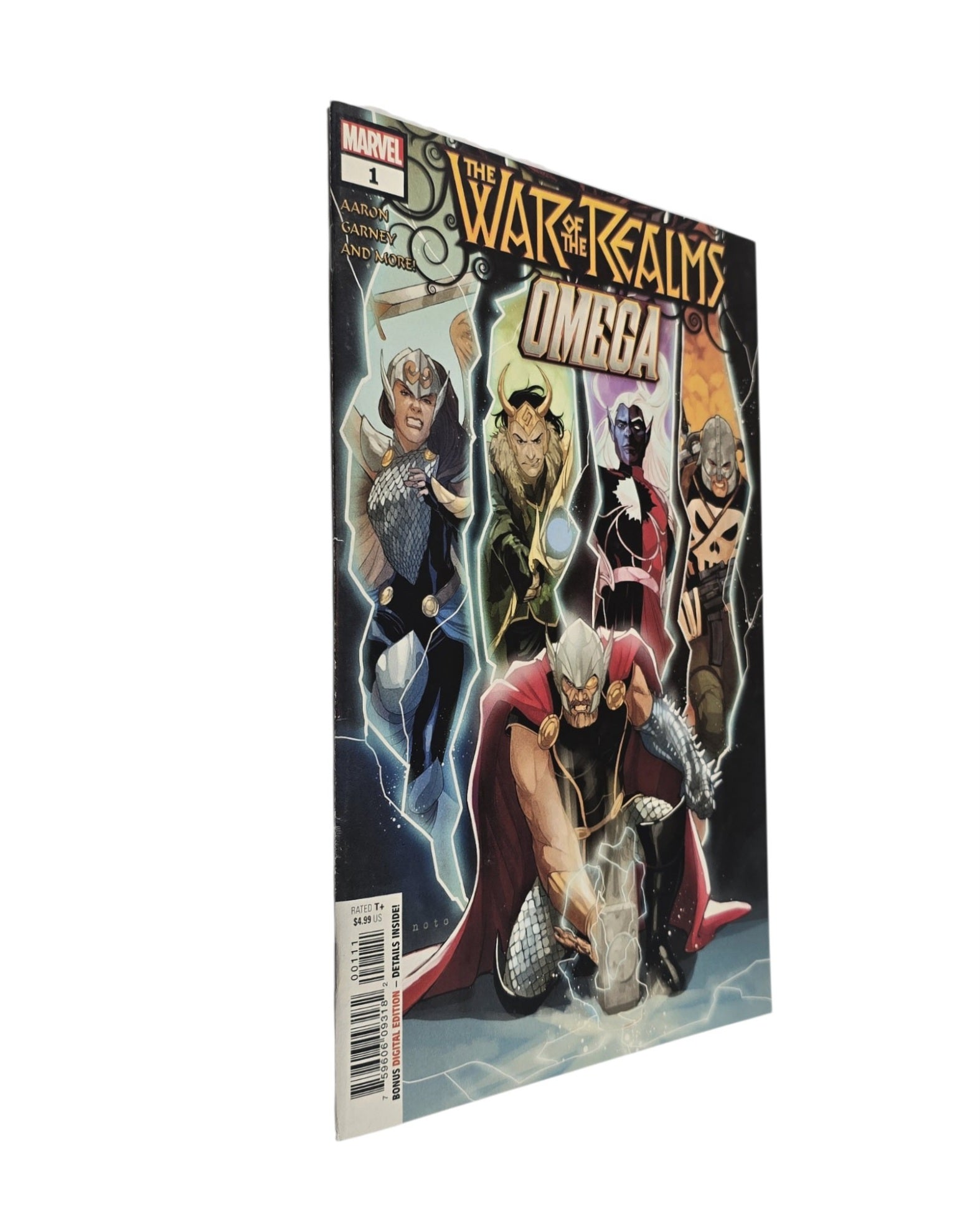 War of the Realms: Omega #1A, Phil Noto Cover, Marvel '19 — front cover, spine edge