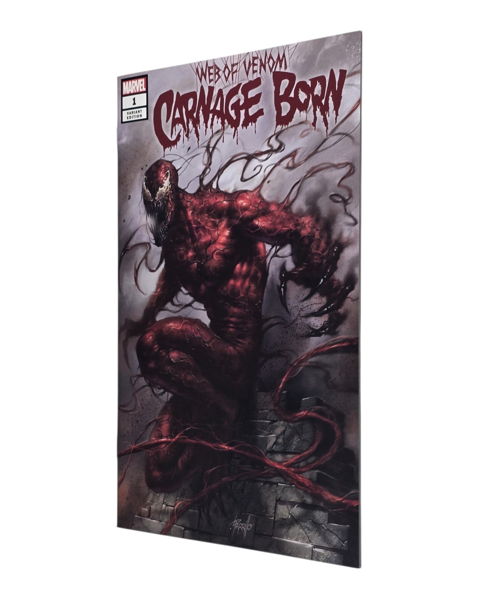 Web of Venom: Carnage Born #1, Scorpion Excl, Lucio Parrillo, Marvel '18 — front cover, fore edge